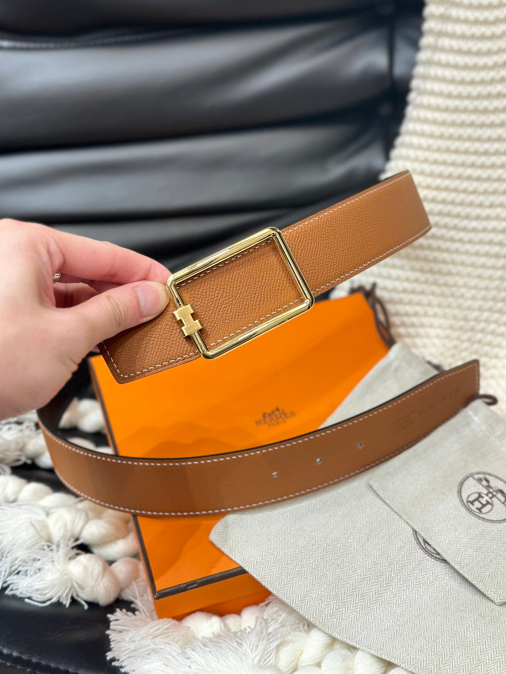 Tube H Reversible Leather Belt