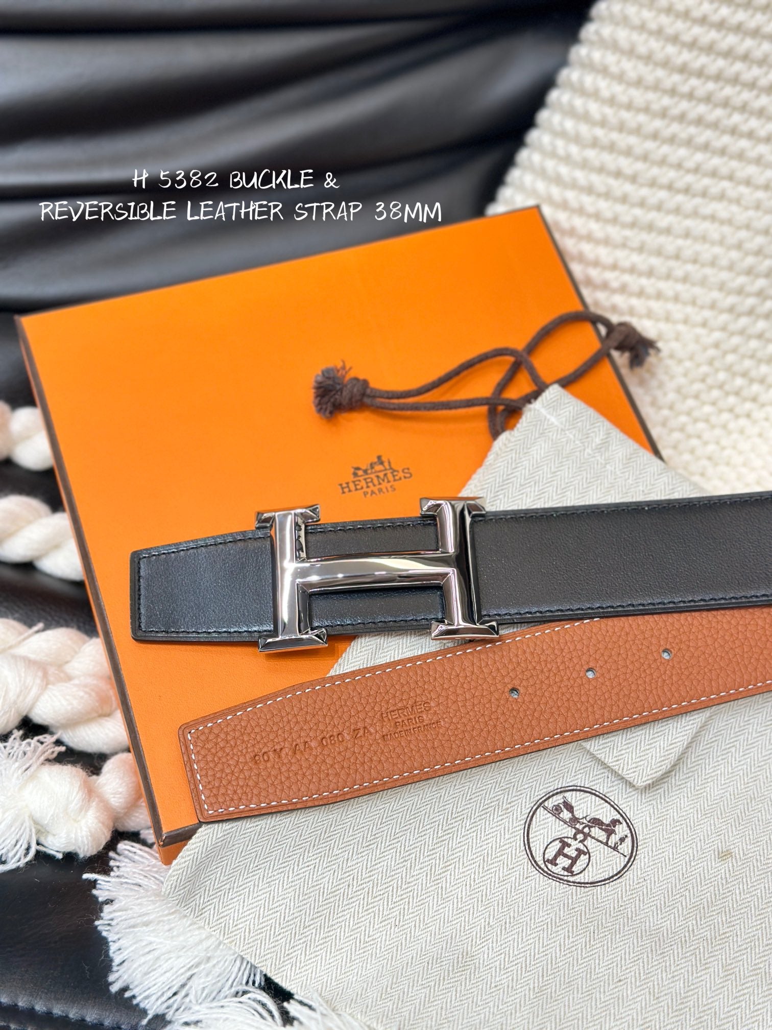 H Reversible Leather Belt