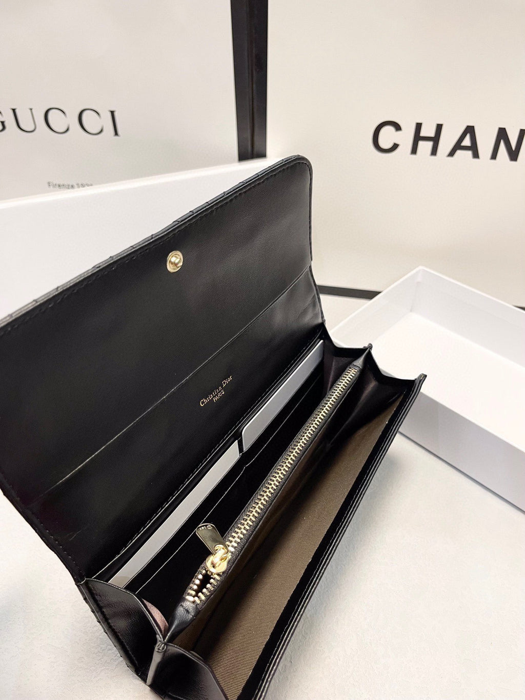 Quilted Leather Long Wallet