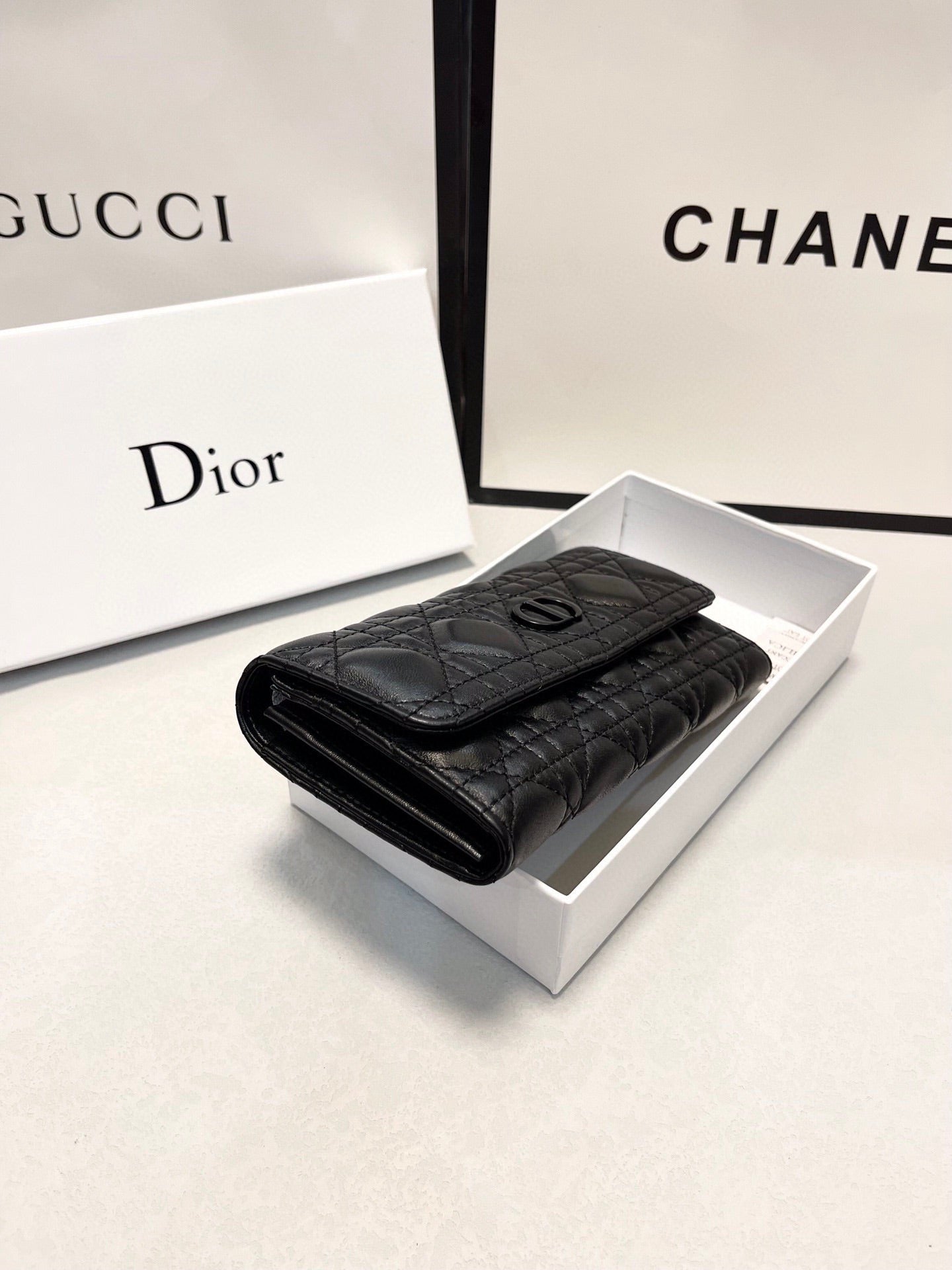 Quilted Leather Long Wallet