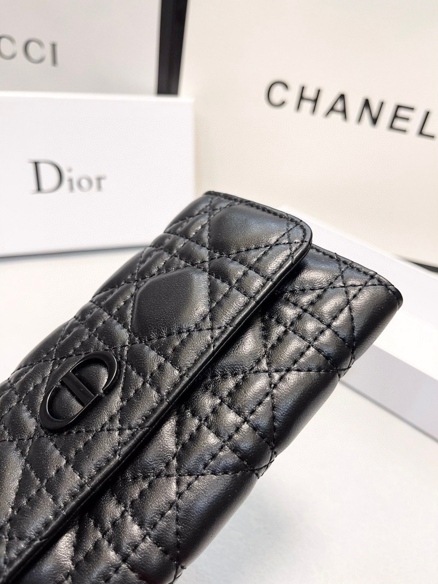 Quilted Leather Long Wallet