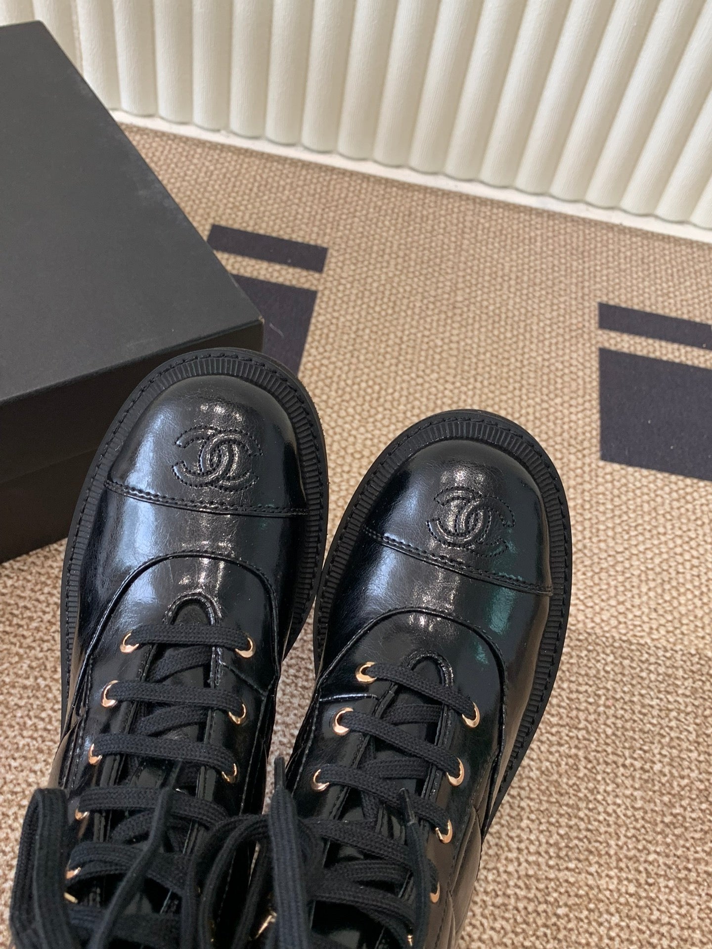 Quilted Patent Leather Ankle Boots