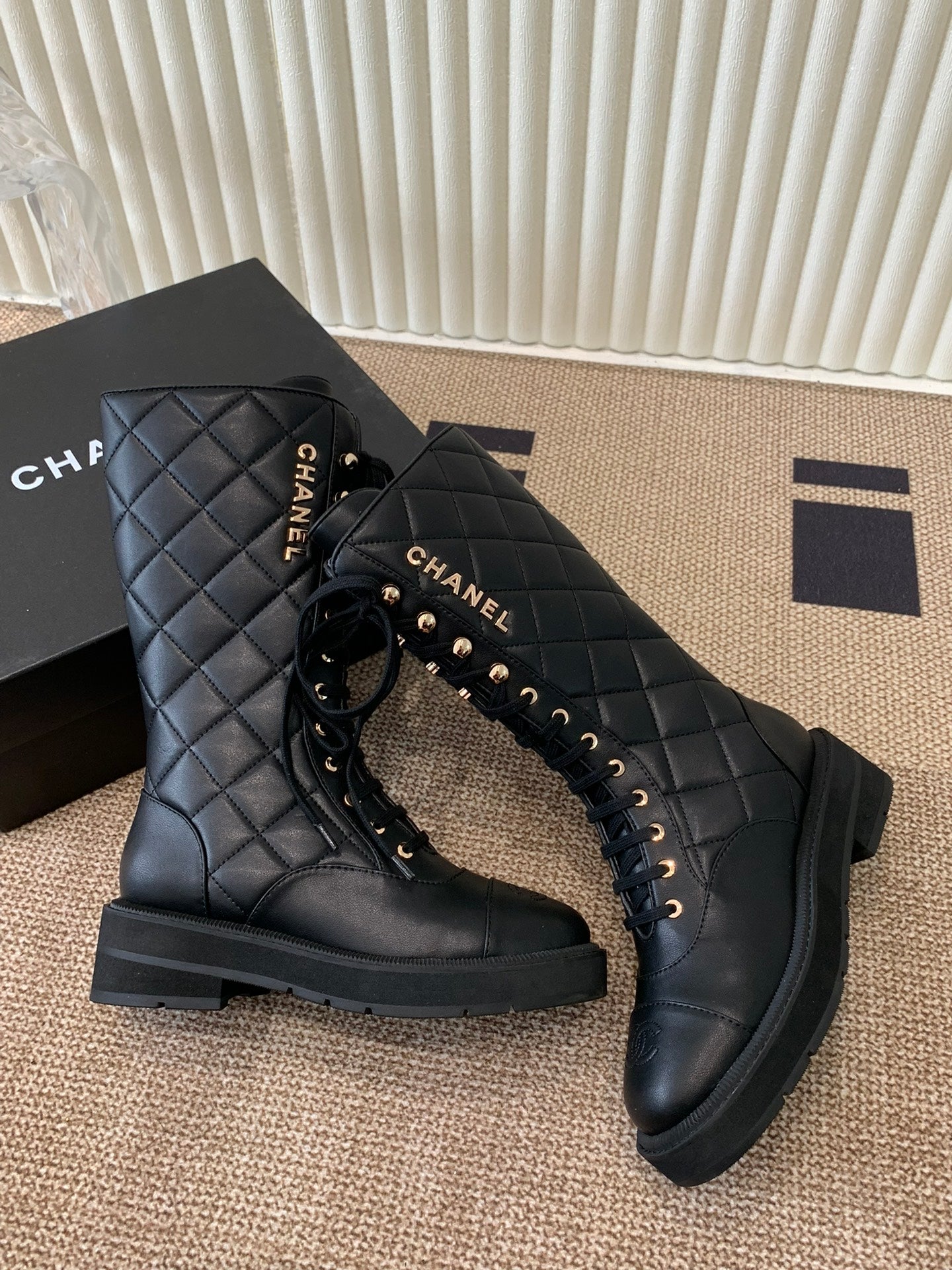 Quilted Leather Combat Boots