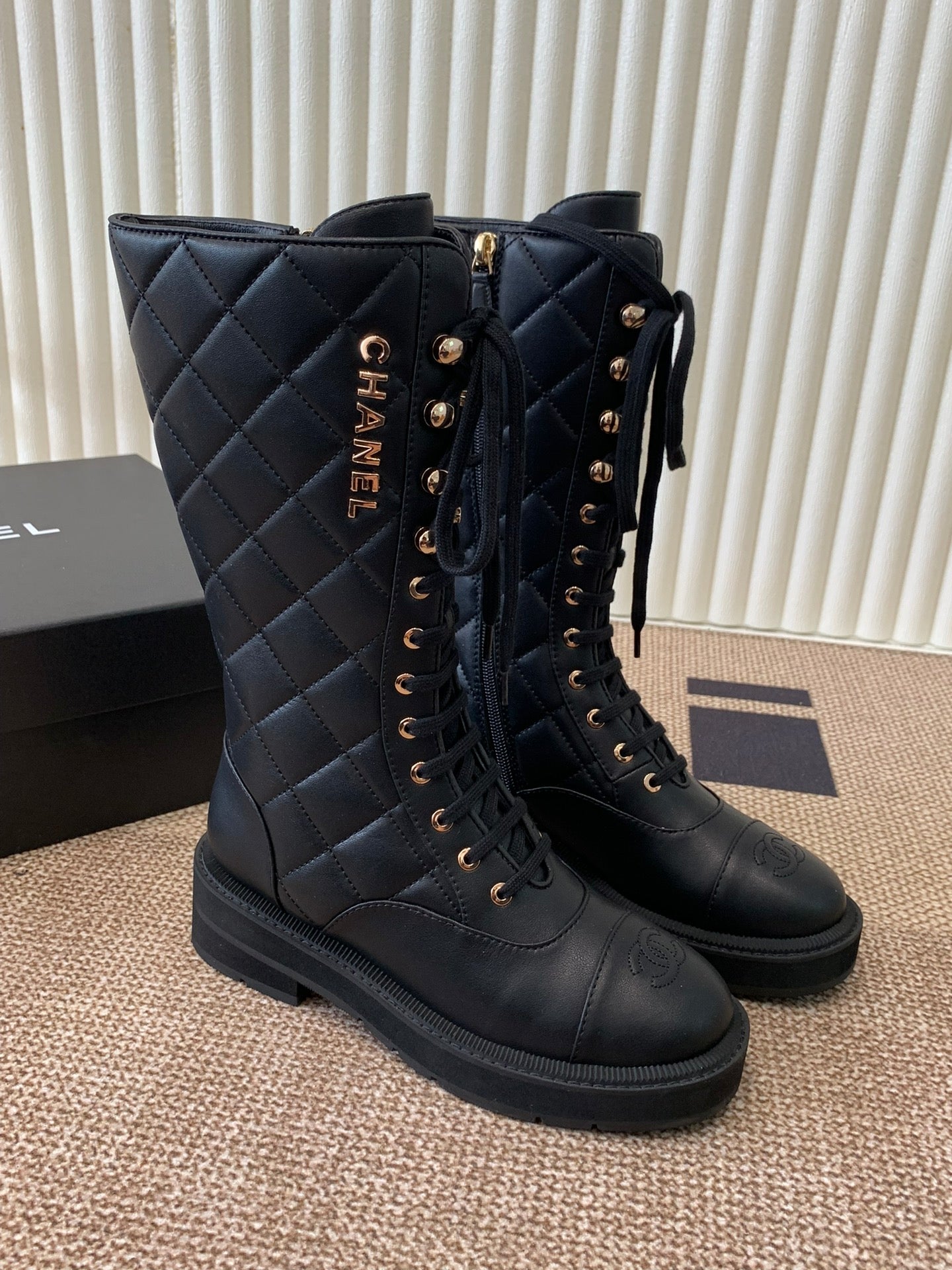 Quilted Leather Combat Boots