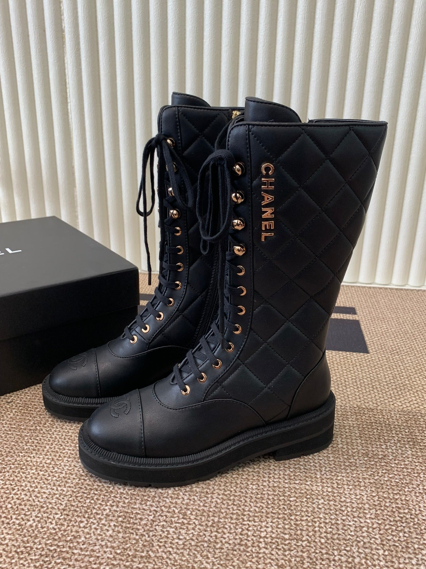 Quilted Leather Combat Boots