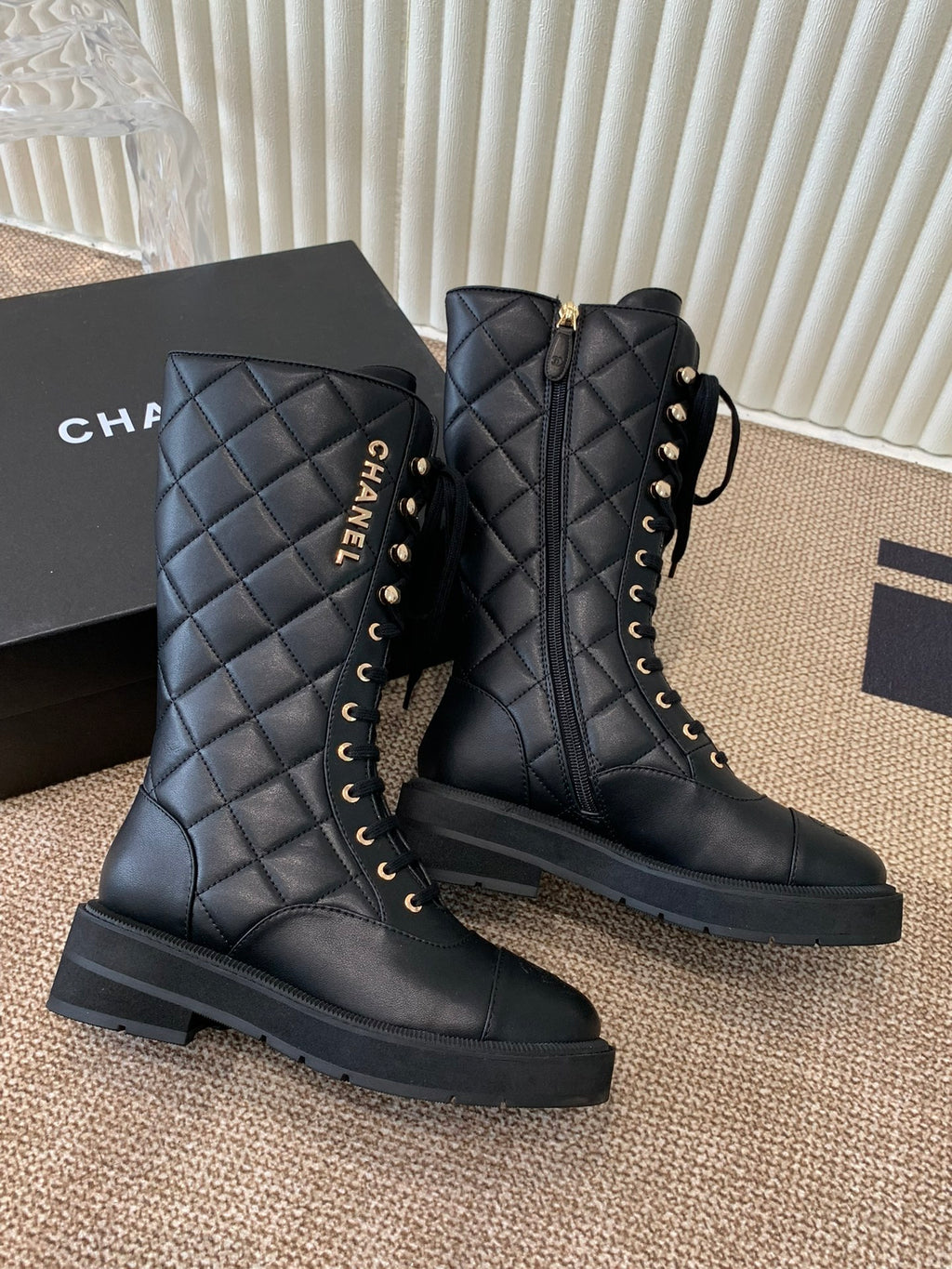 Quilted Leather Combat Boots
