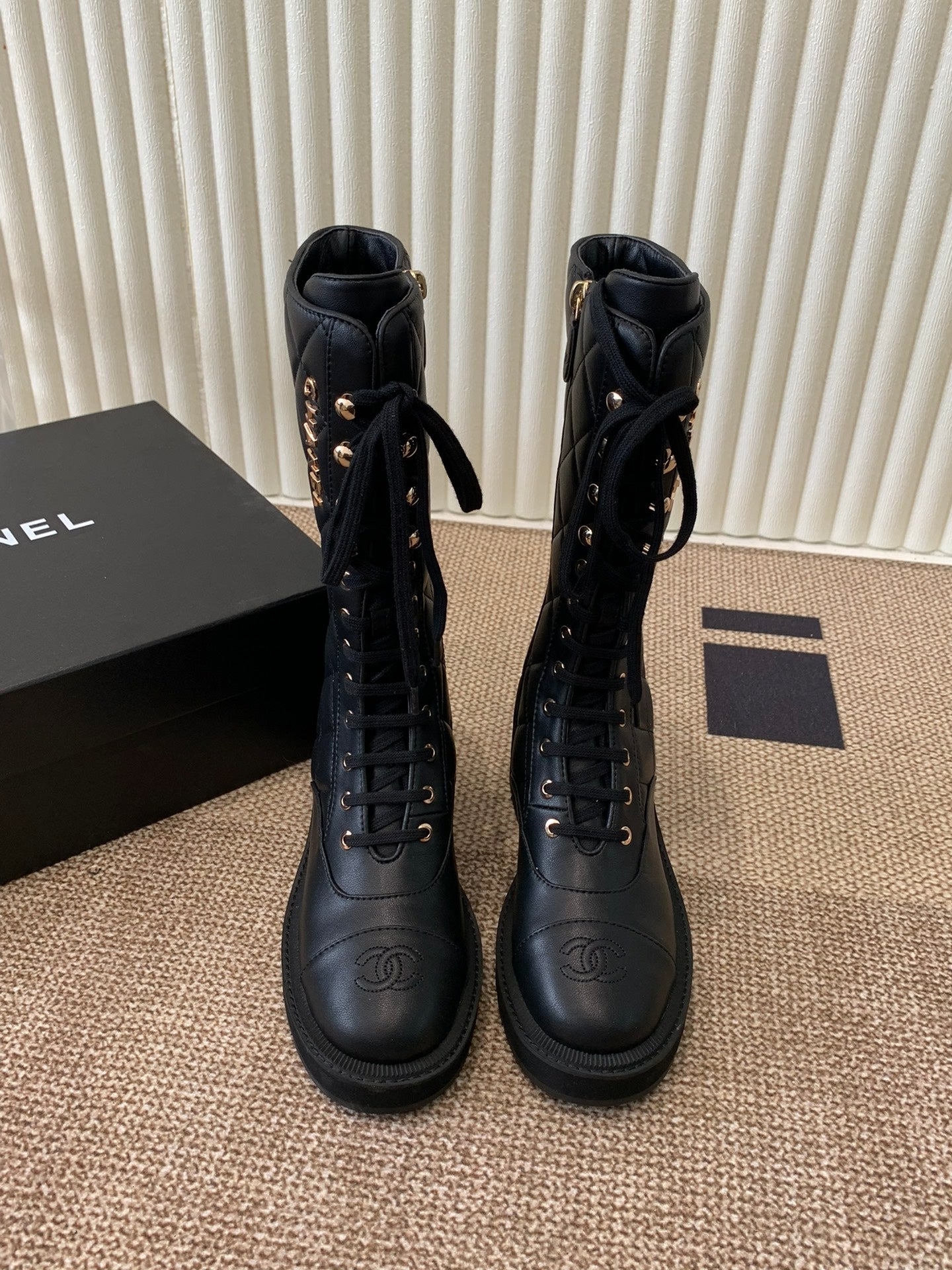 Quilted Leather Combat Boots