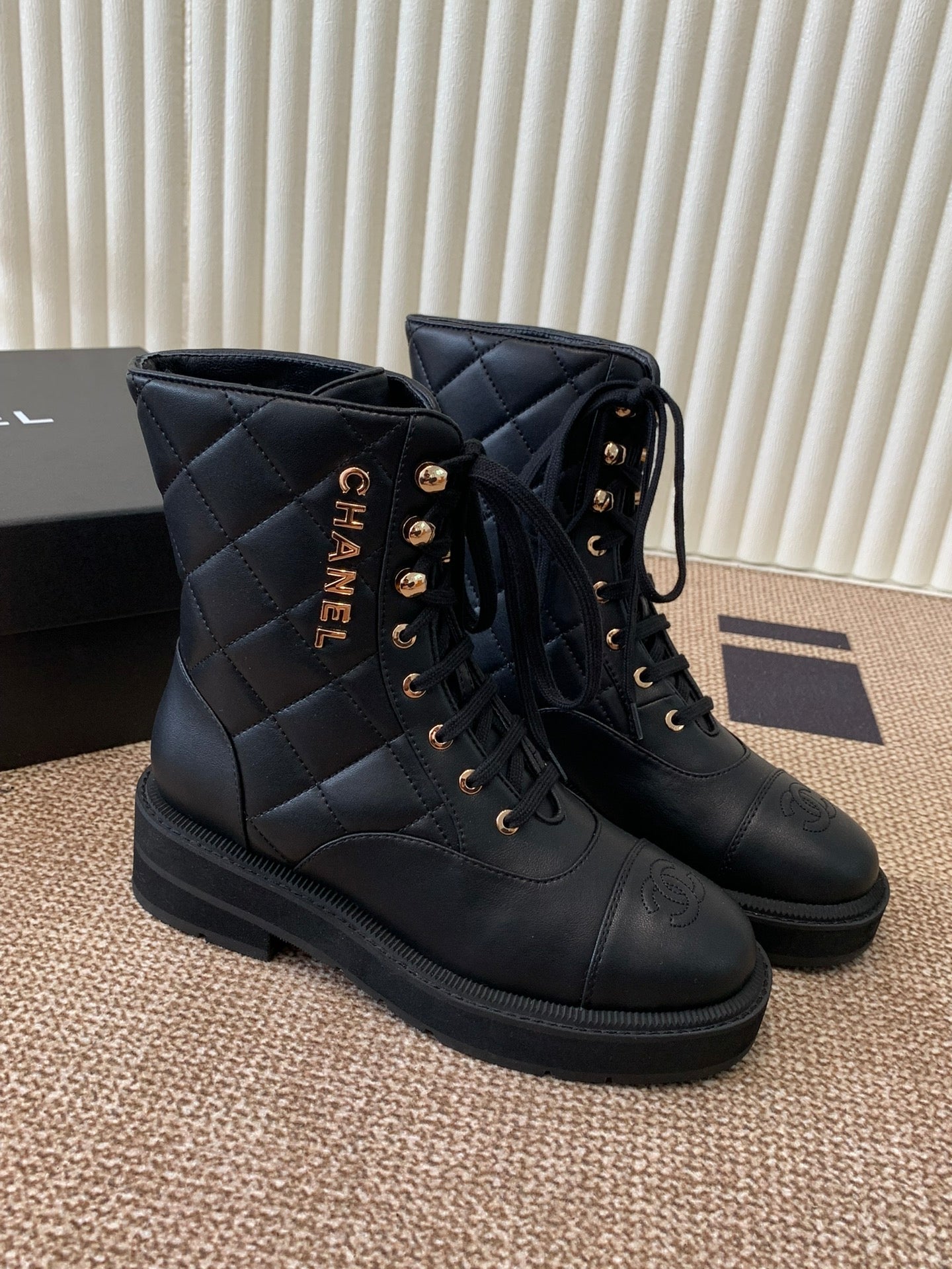 Quilted Leather Combat Boots