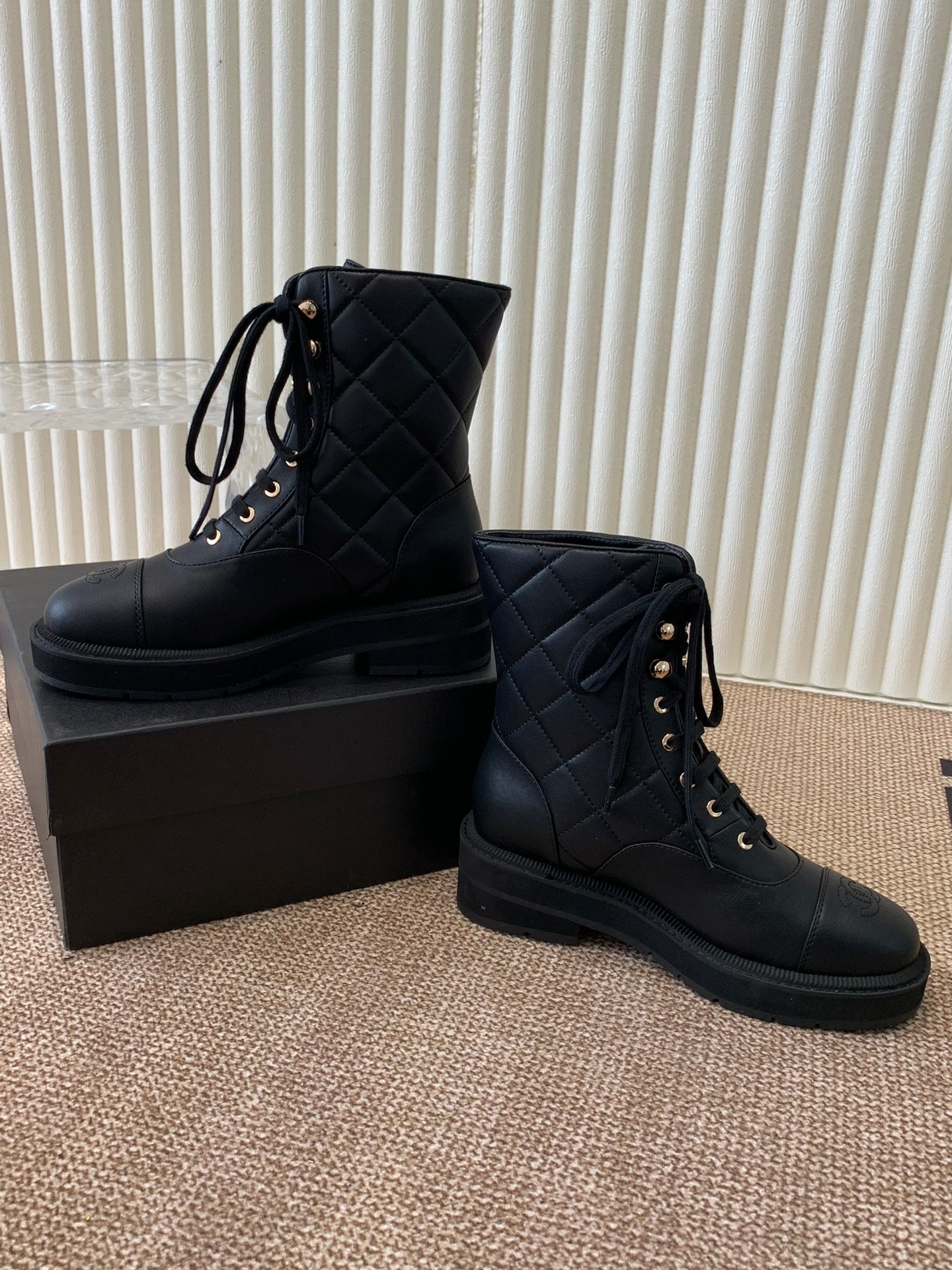 Quilted Leather Combat Boots