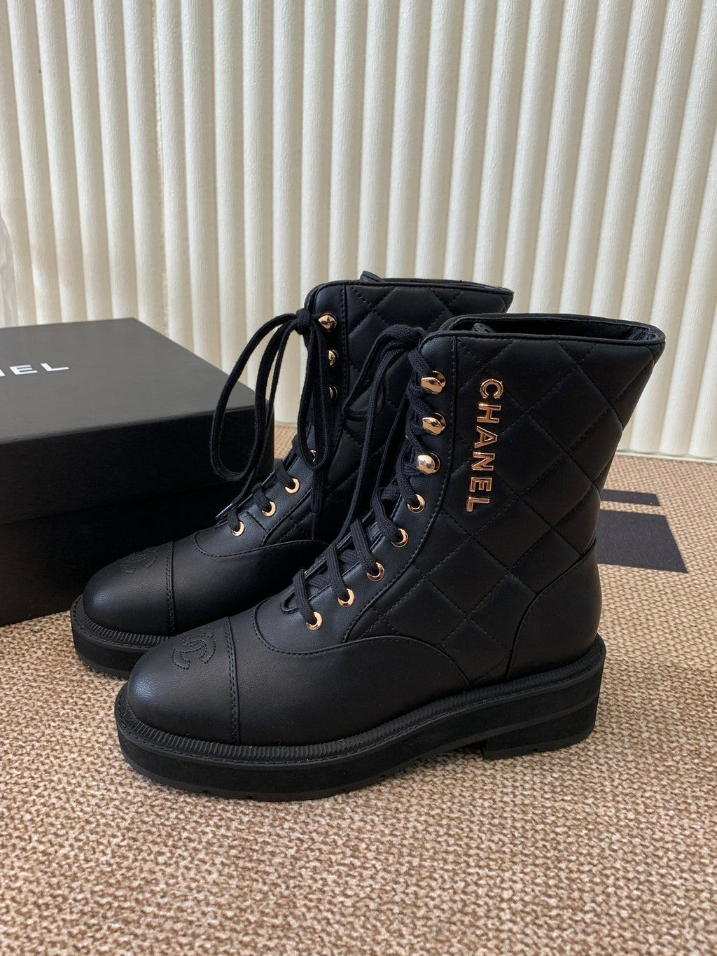 Quilted Leather Combat Boots