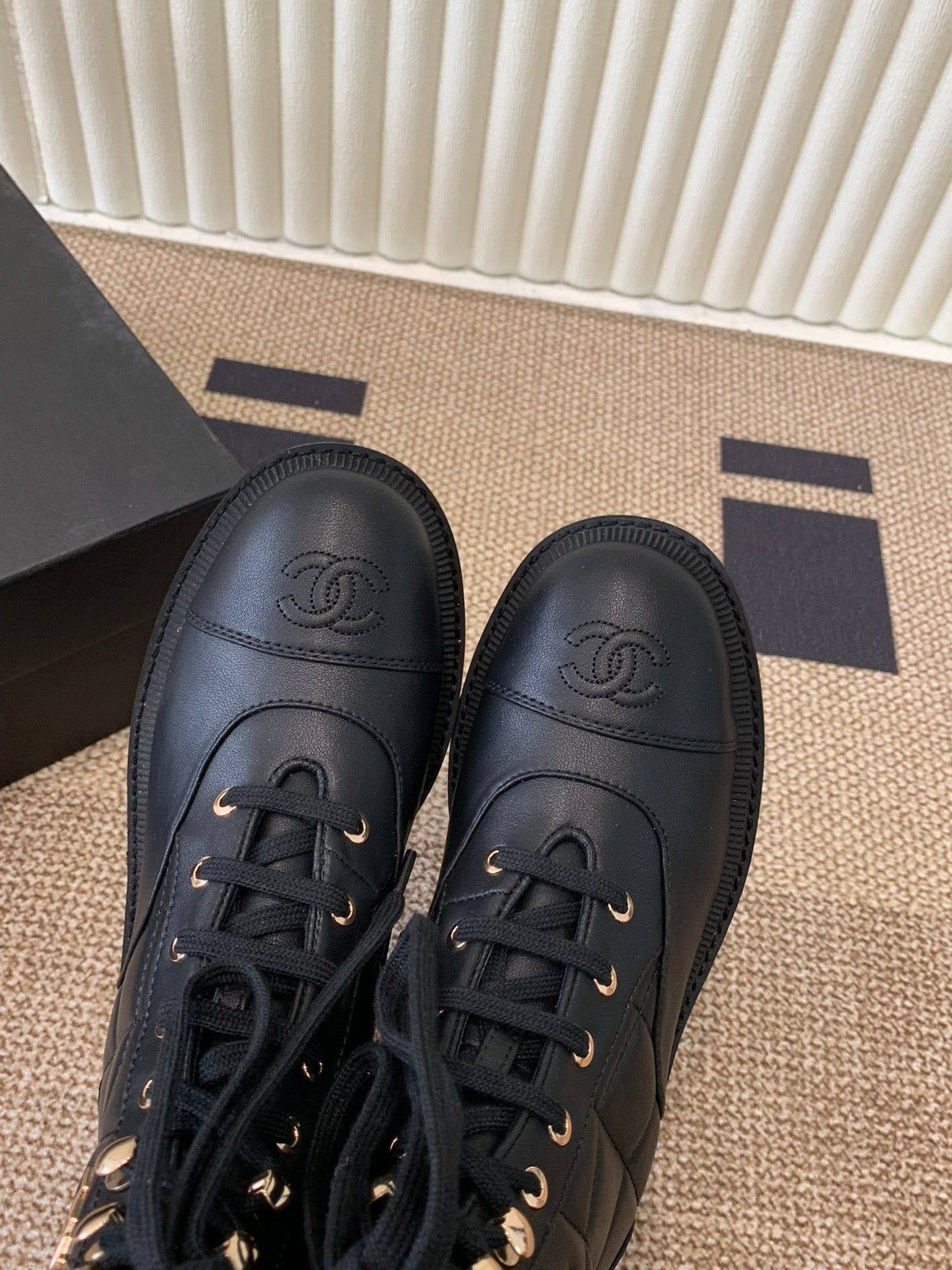 Quilted Leather Combat Boots