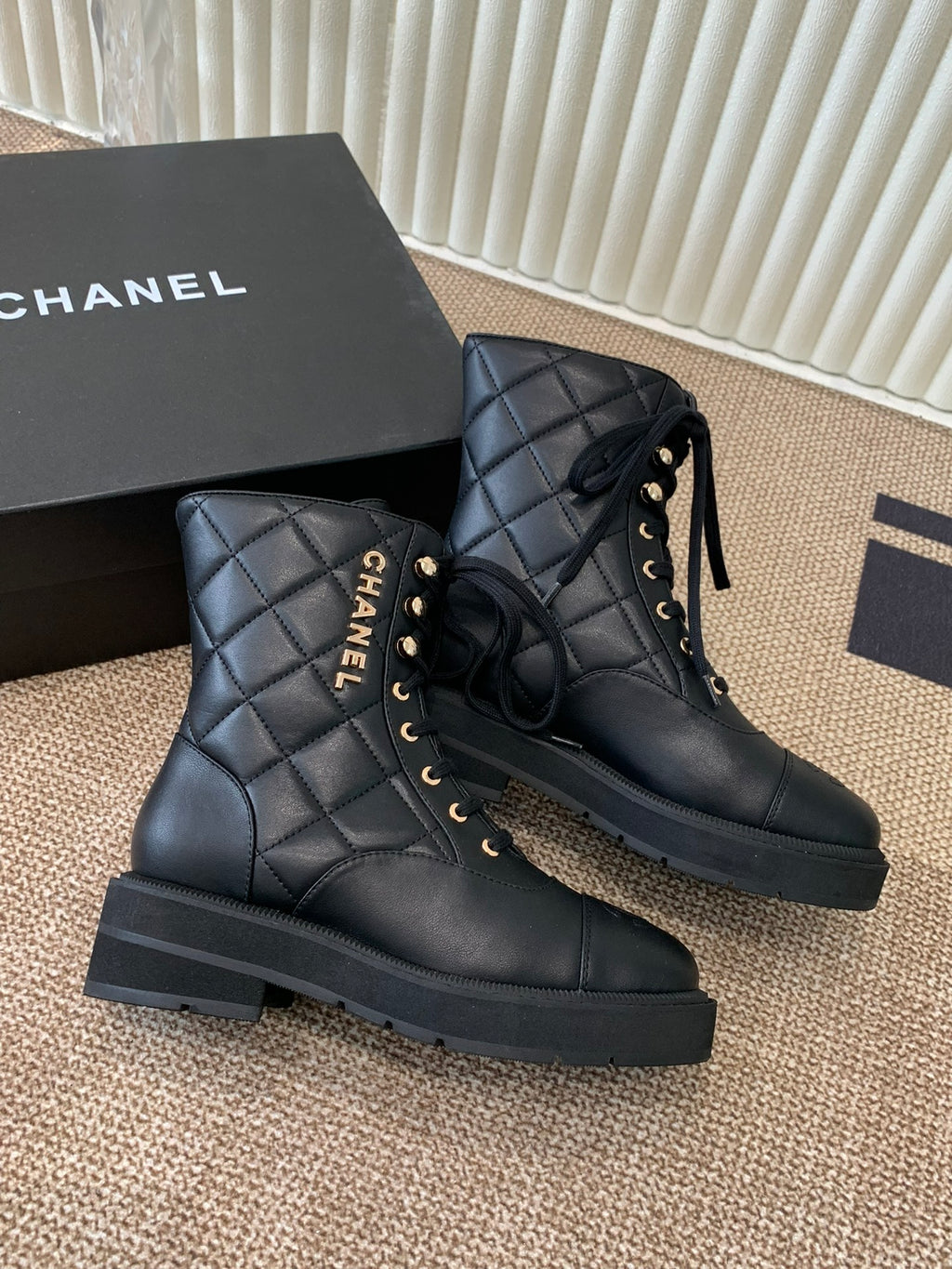 Quilted Leather Combat Boots