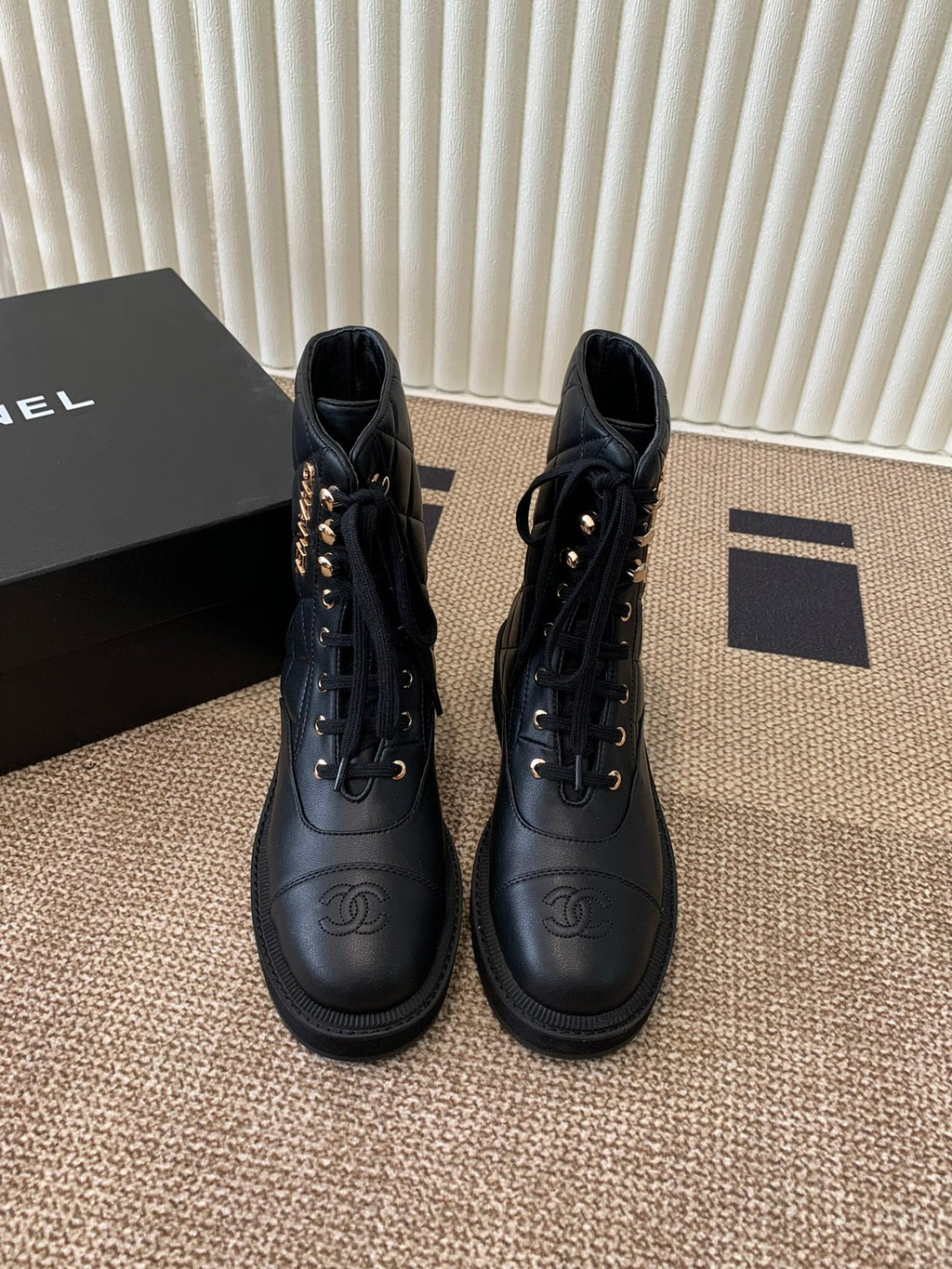 Quilted Leather Combat Boots