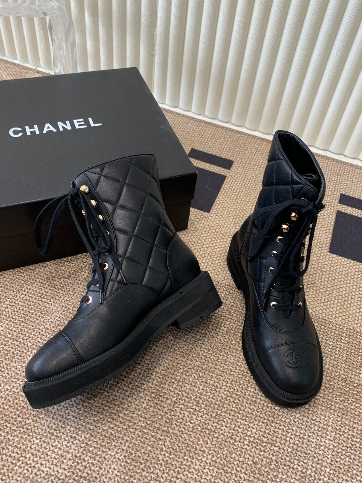 Quilted Leather Combat Boots