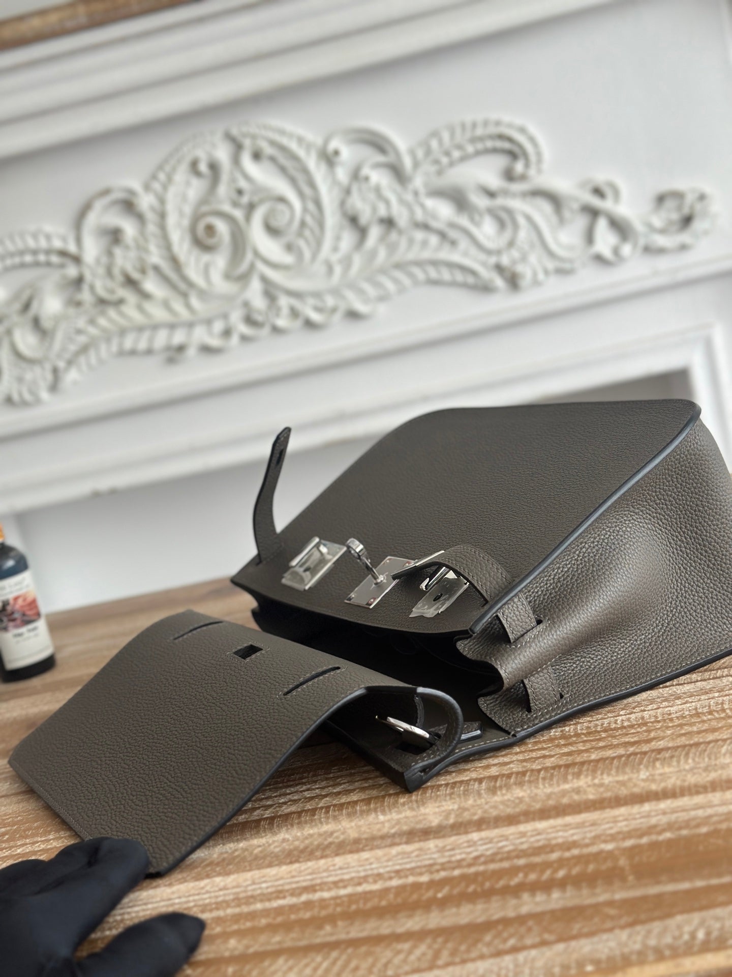 Jypsiere 28cm – Togo Leather | Pewter Grey | Silver Hardware