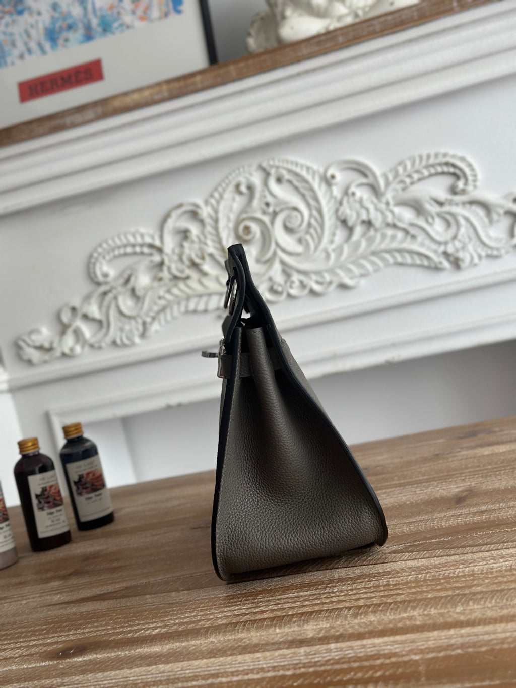 Jypsiere 28cm – Togo Leather | Pewter Grey | Silver Hardware