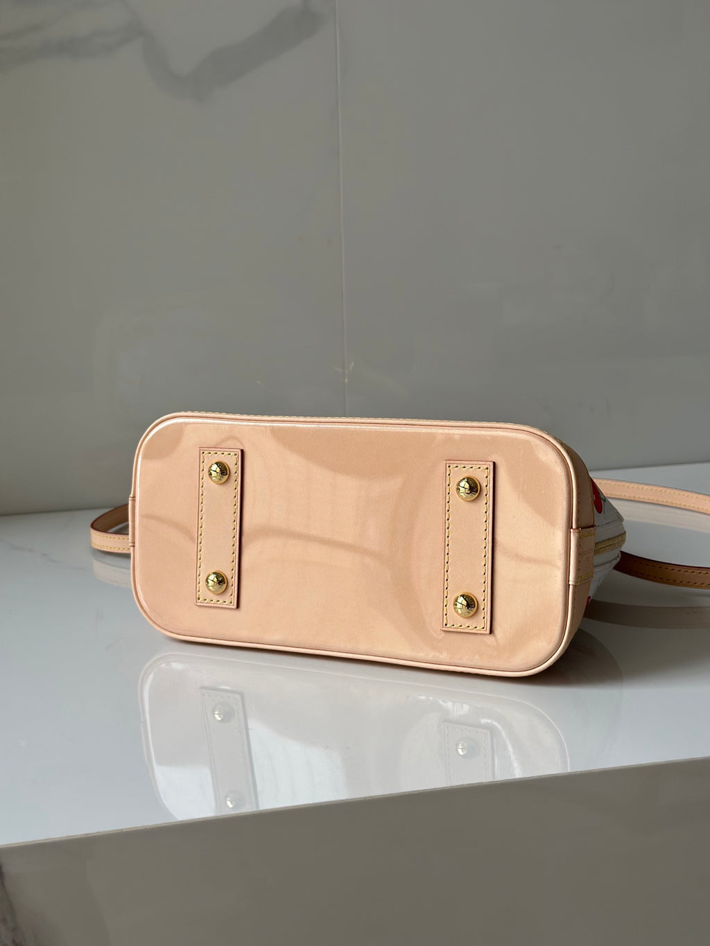 Alma BB White Monogram Canvas with Cherry Print