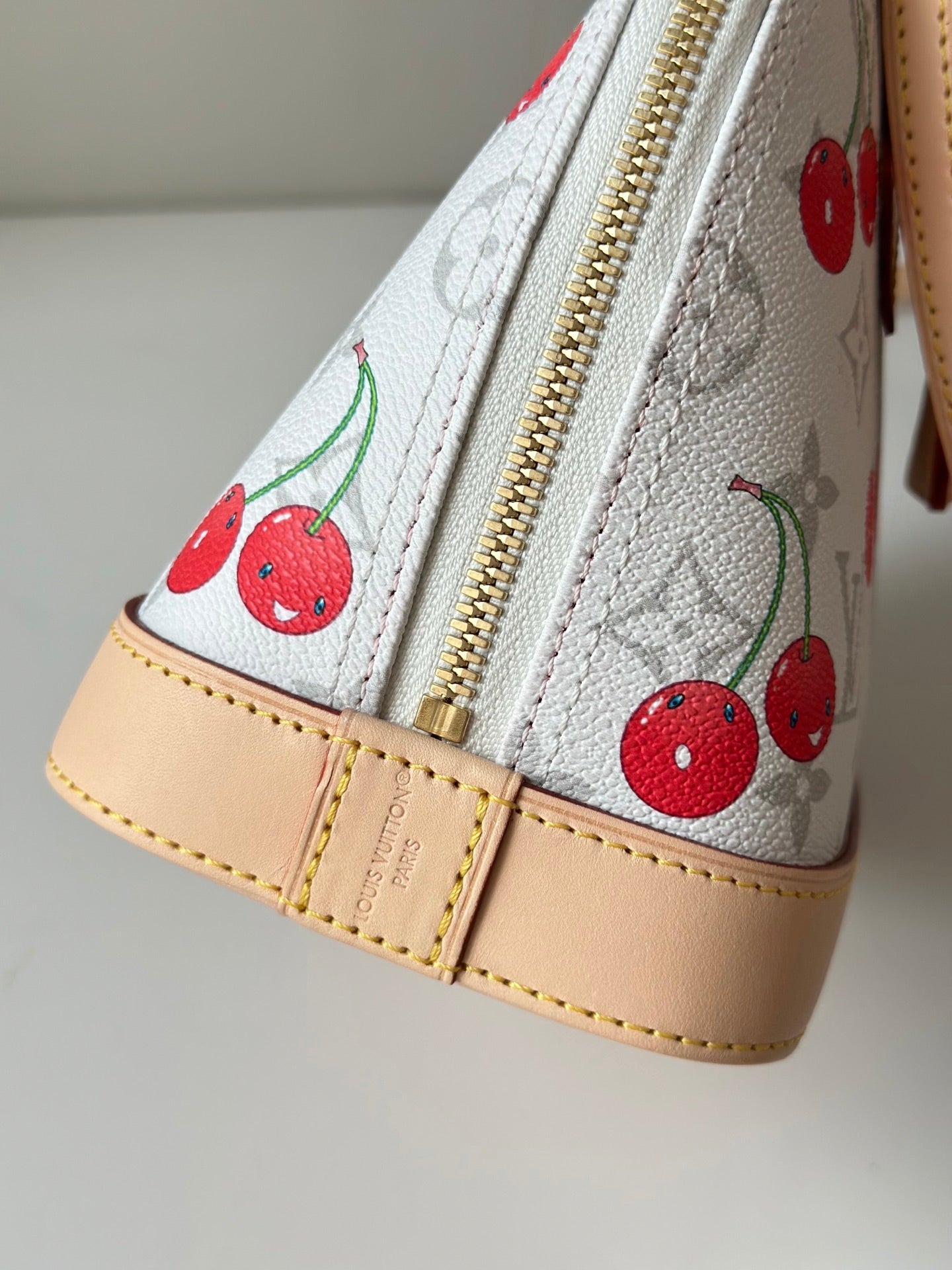 Alma BB White Monogram Canvas with Cherry Print