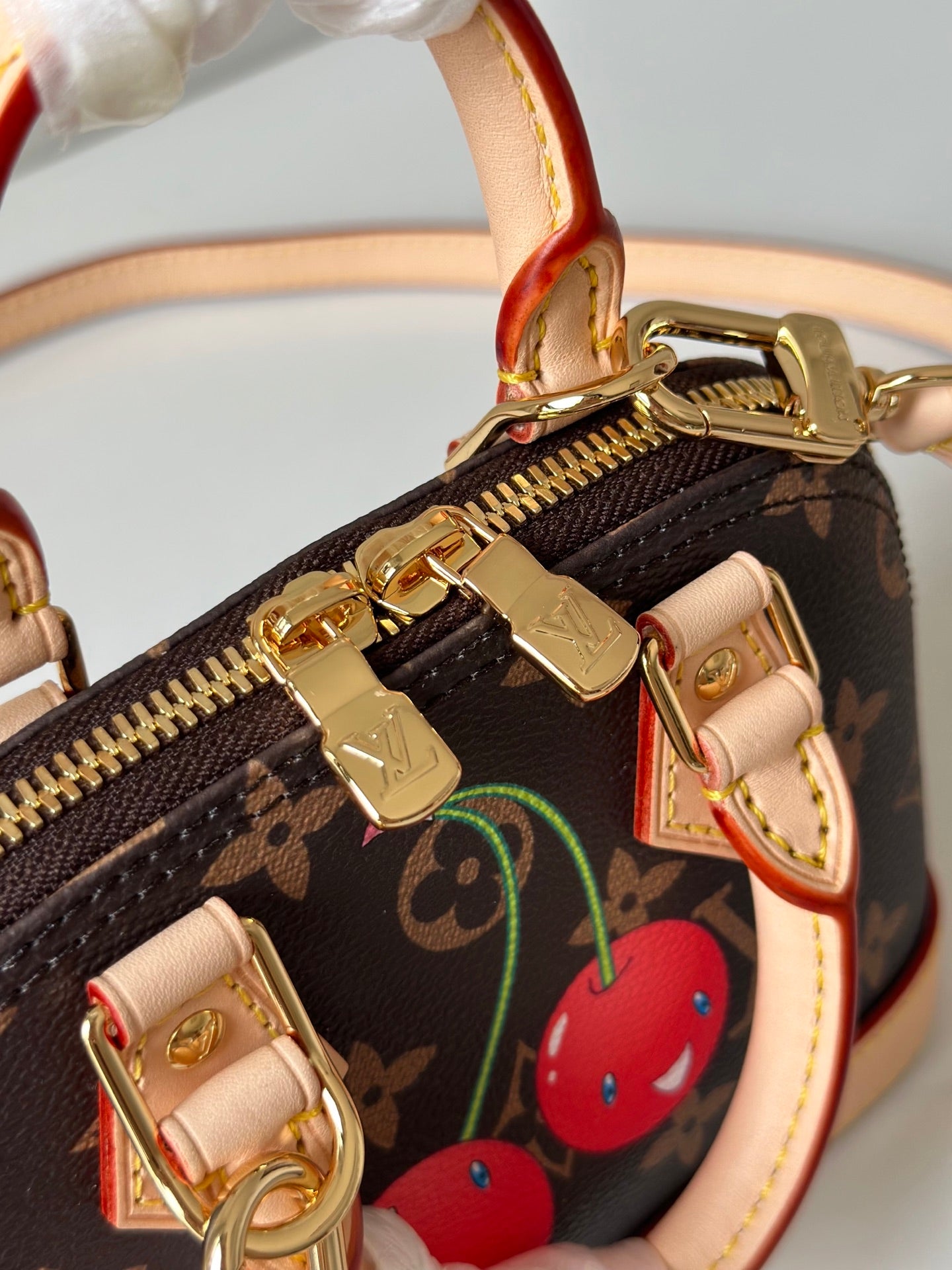 Nano Alma Monogram Canvas Bag with Cherry