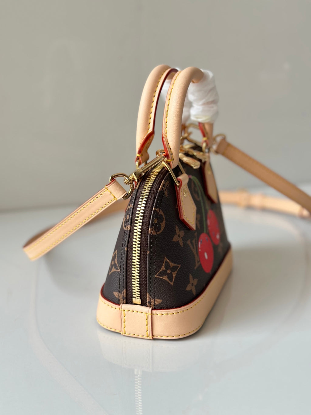 Nano Alma Monogram Canvas Bag with Cherry