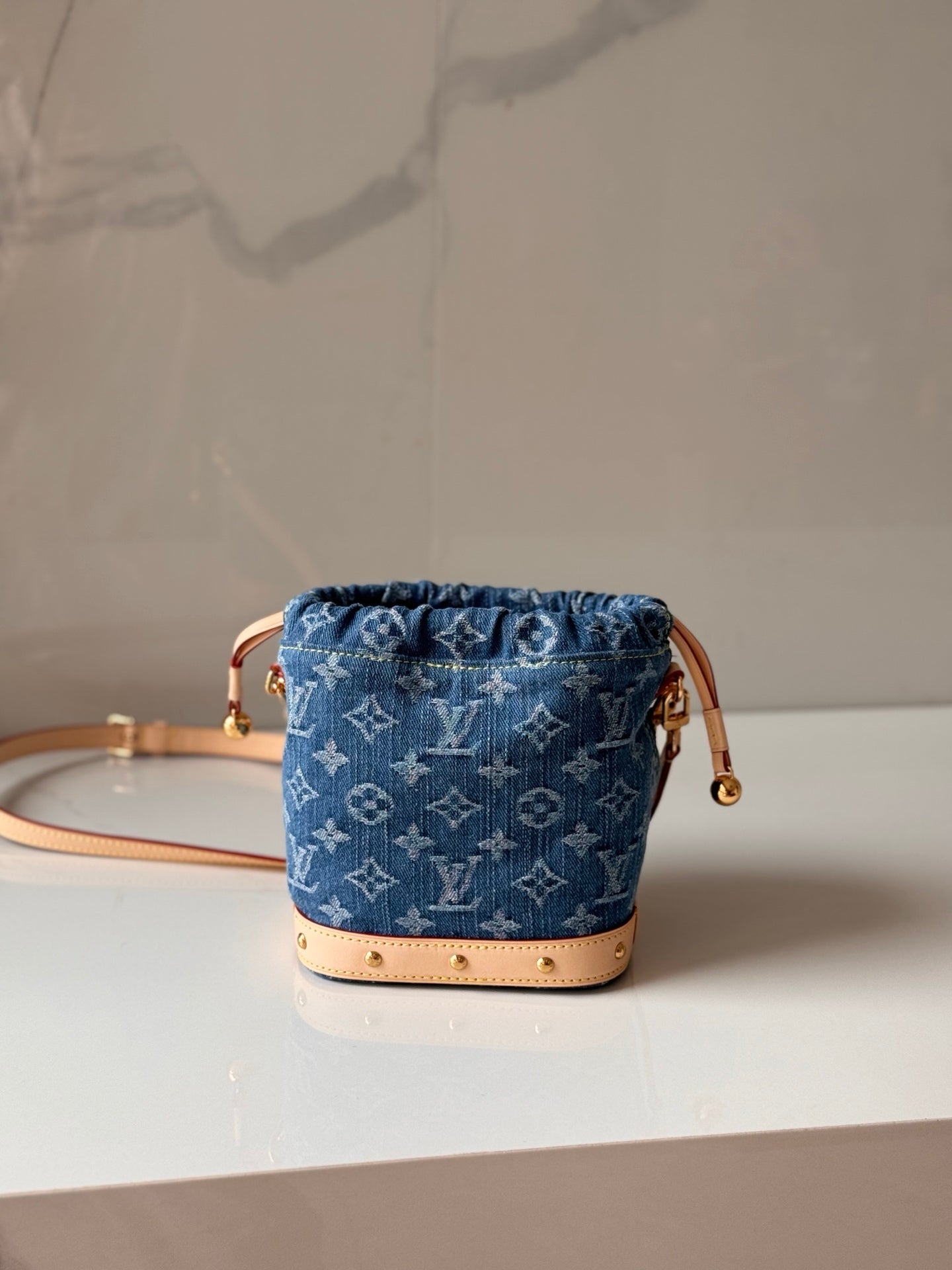 Nano Noé Denim Monogram Bucket Bag