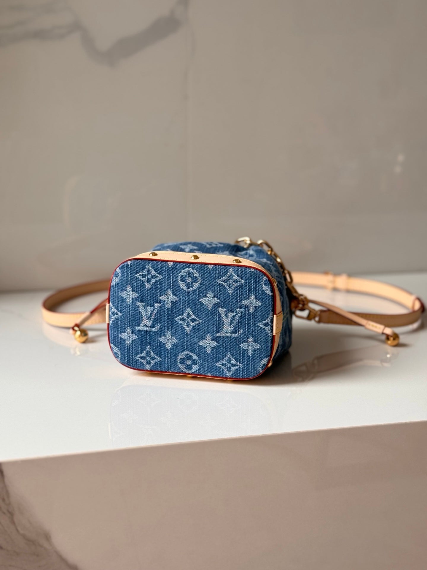 Nano Noé Denim Monogram Bucket Bag