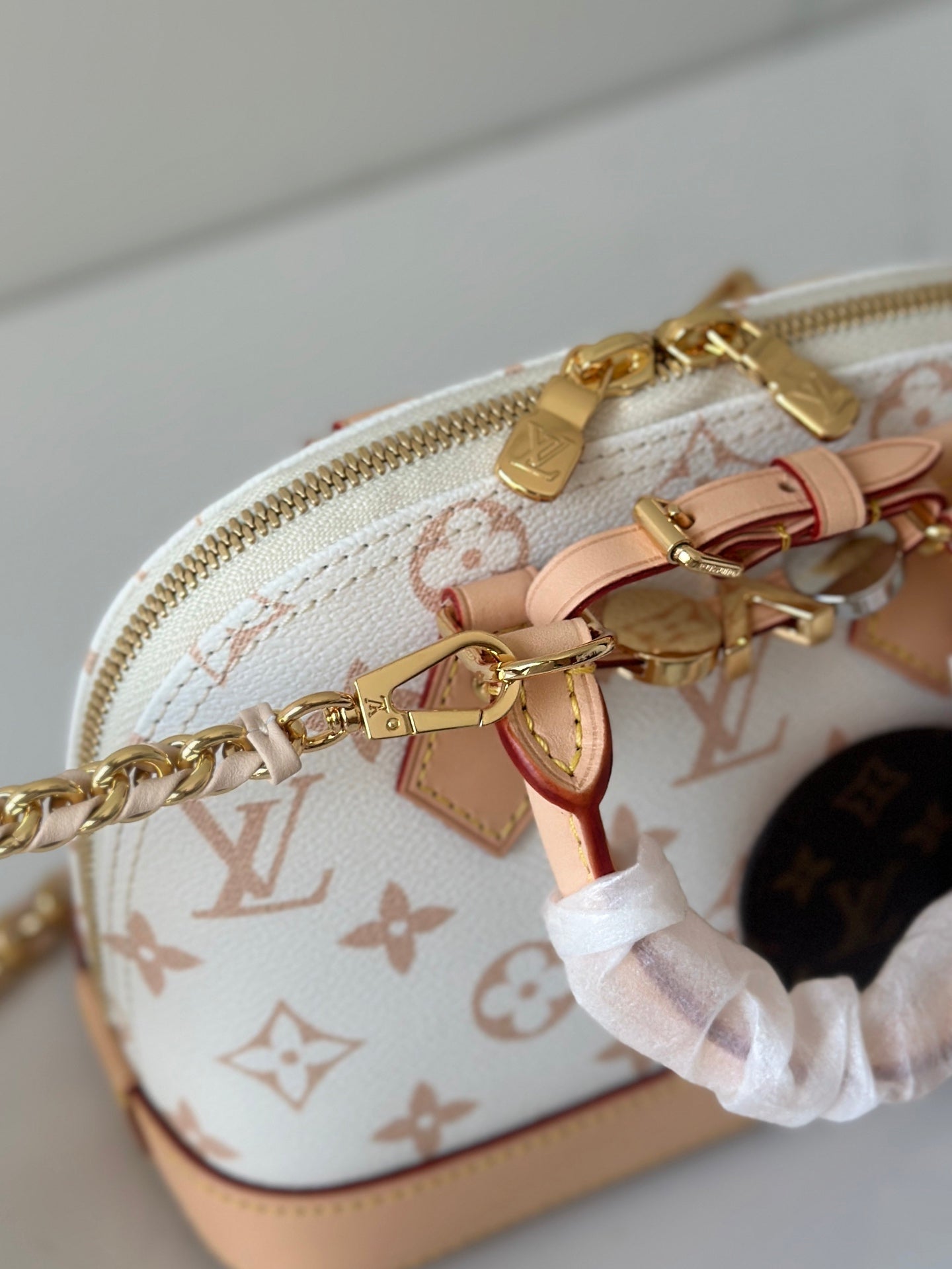 Alma BB White Monogram Canvas with Heart Charm