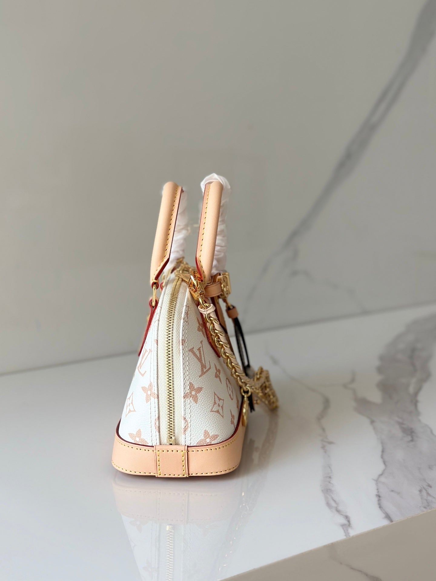 Alma BB White Monogram Canvas with Heart Charm