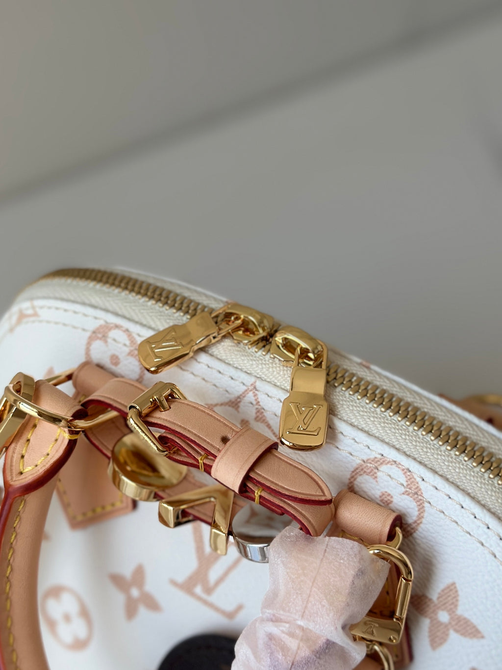 Alma BB White Monogram Canvas with Heart Charm