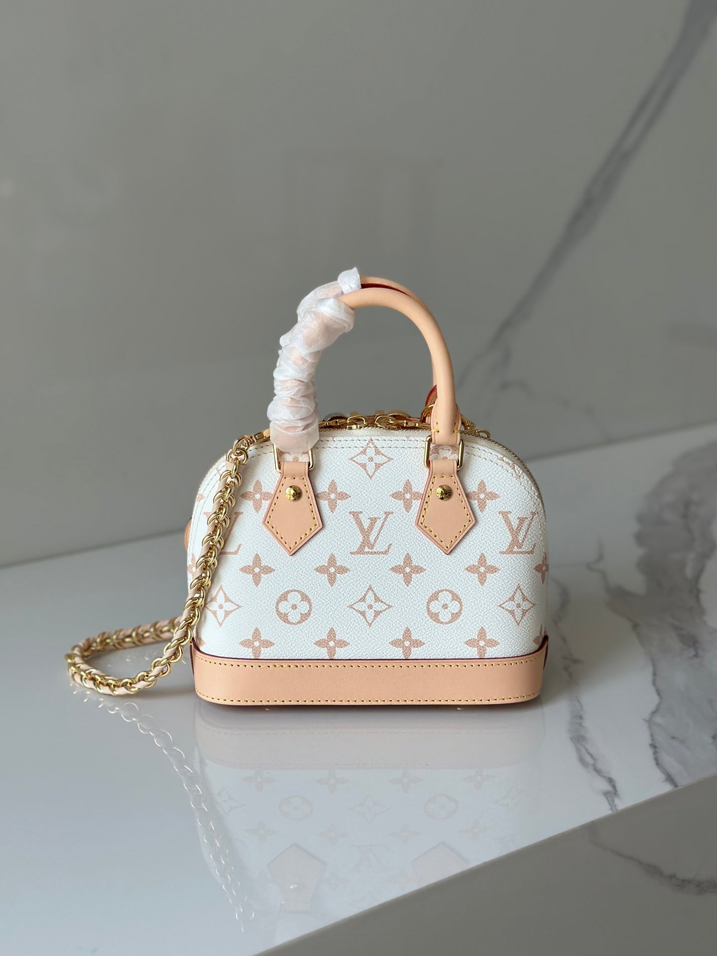 Alma BB White Monogram Canvas with Heart Charm