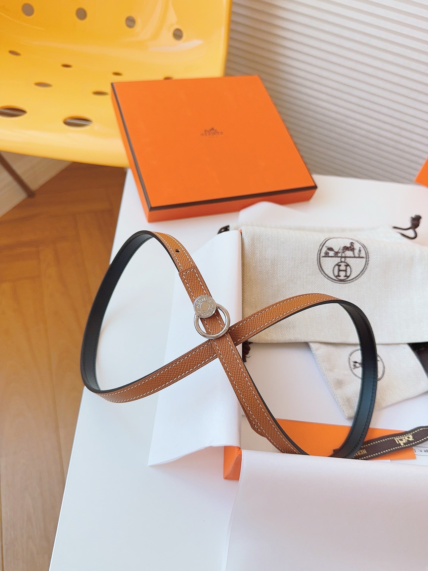 Reversible Slim Belt – Gold / Black