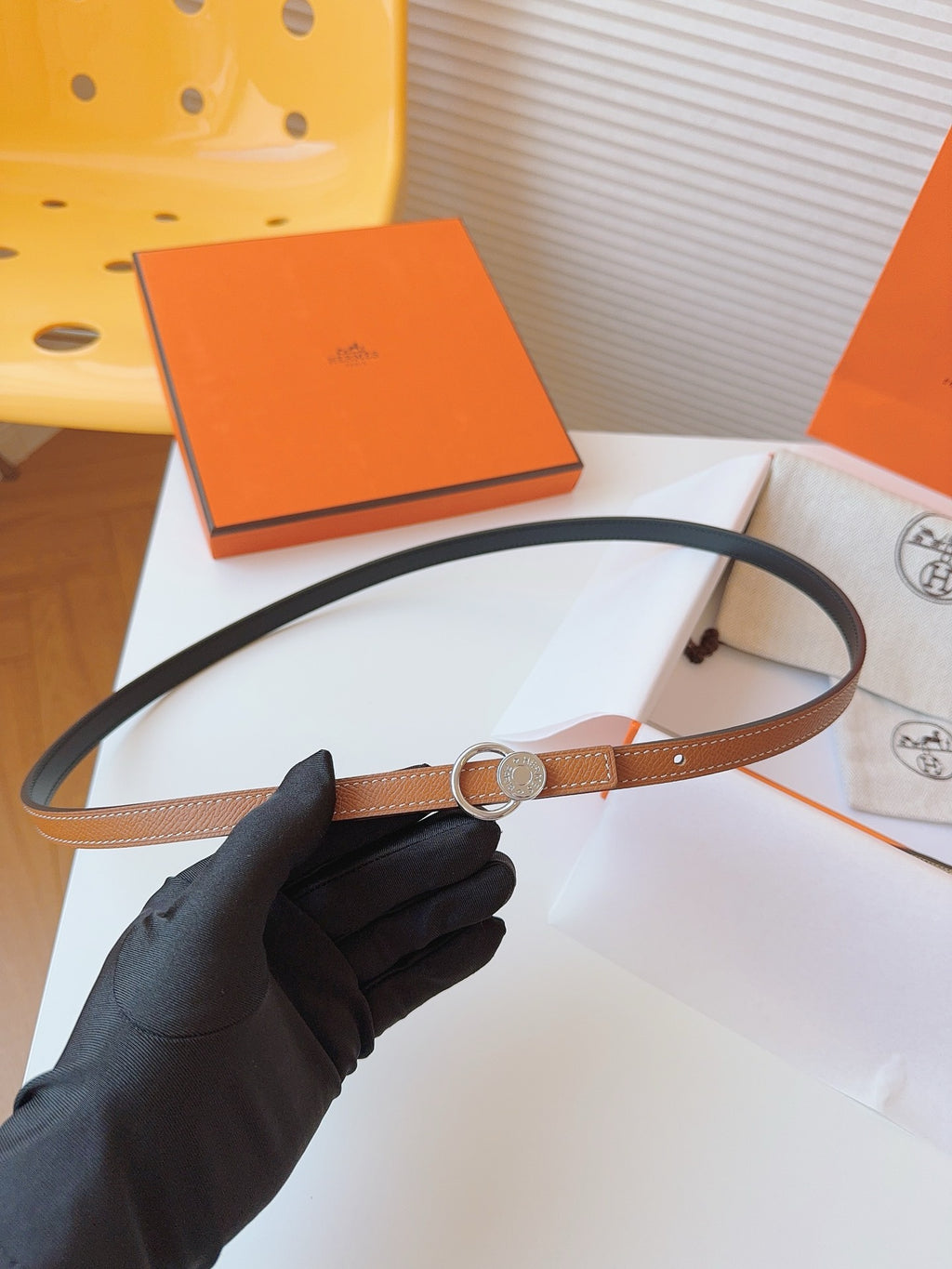 Reversible Slim Belt – Gold / Black