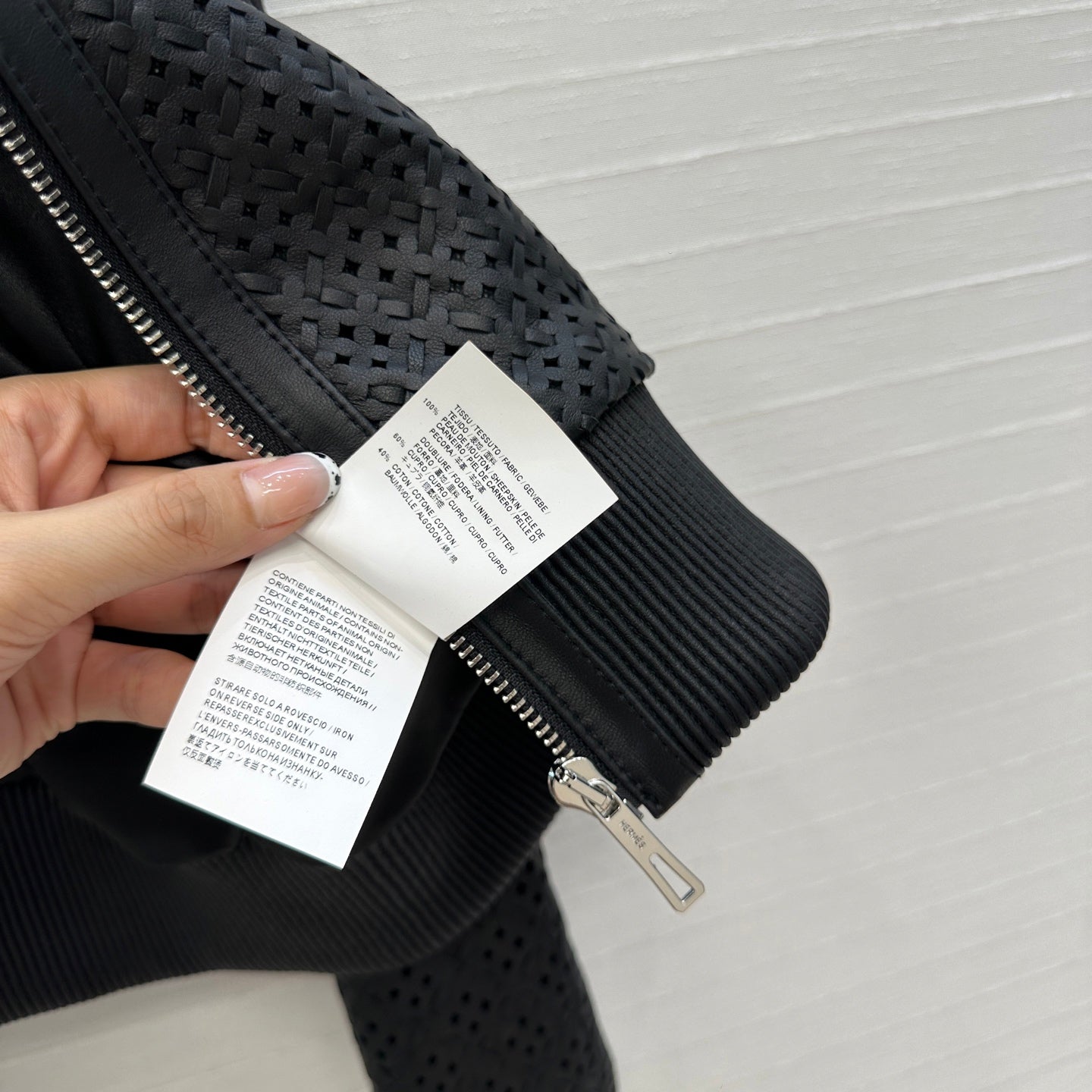 Perforated Sheepskin Bomber Jacket – Noir Edition