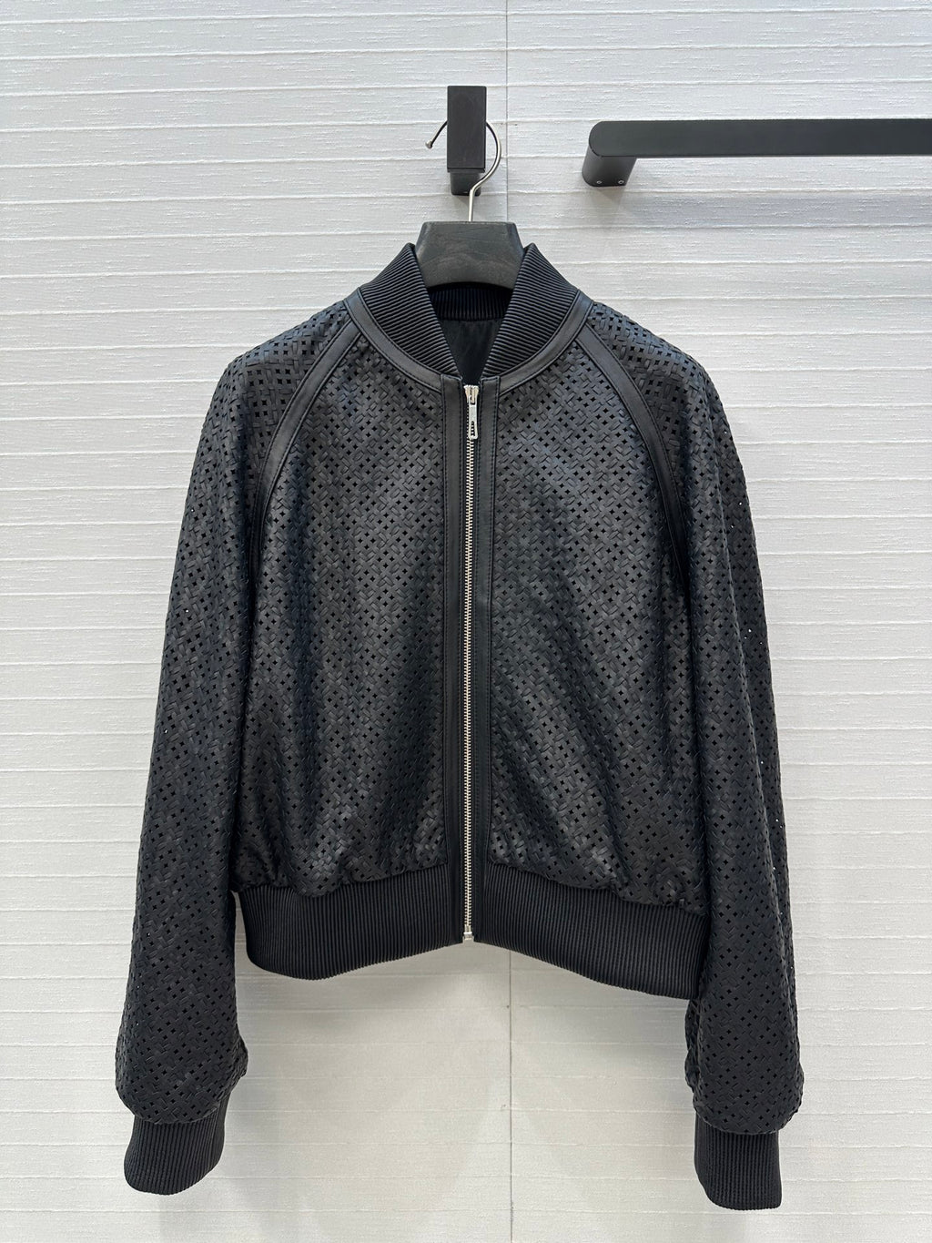 Perforated Sheepskin Bomber Jacket – Noir Edition