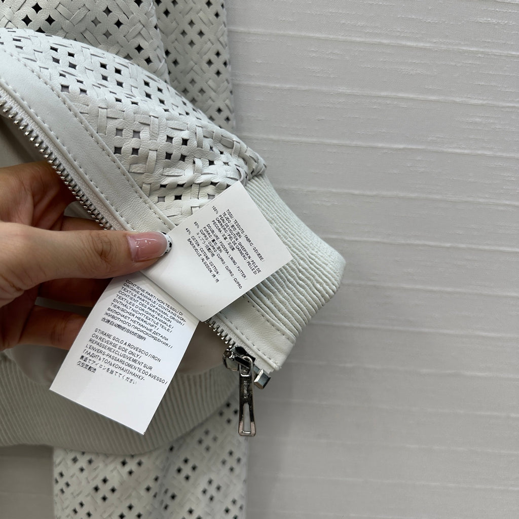 Perforated Sheepskin Bomber Jacket – Modern Sculpted Edition