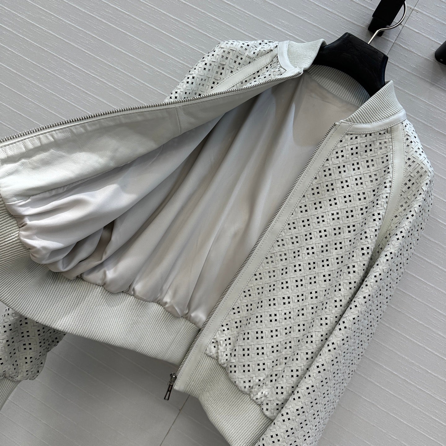 Perforated Sheepskin Bomber Jacket – Modern Sculpted Edition