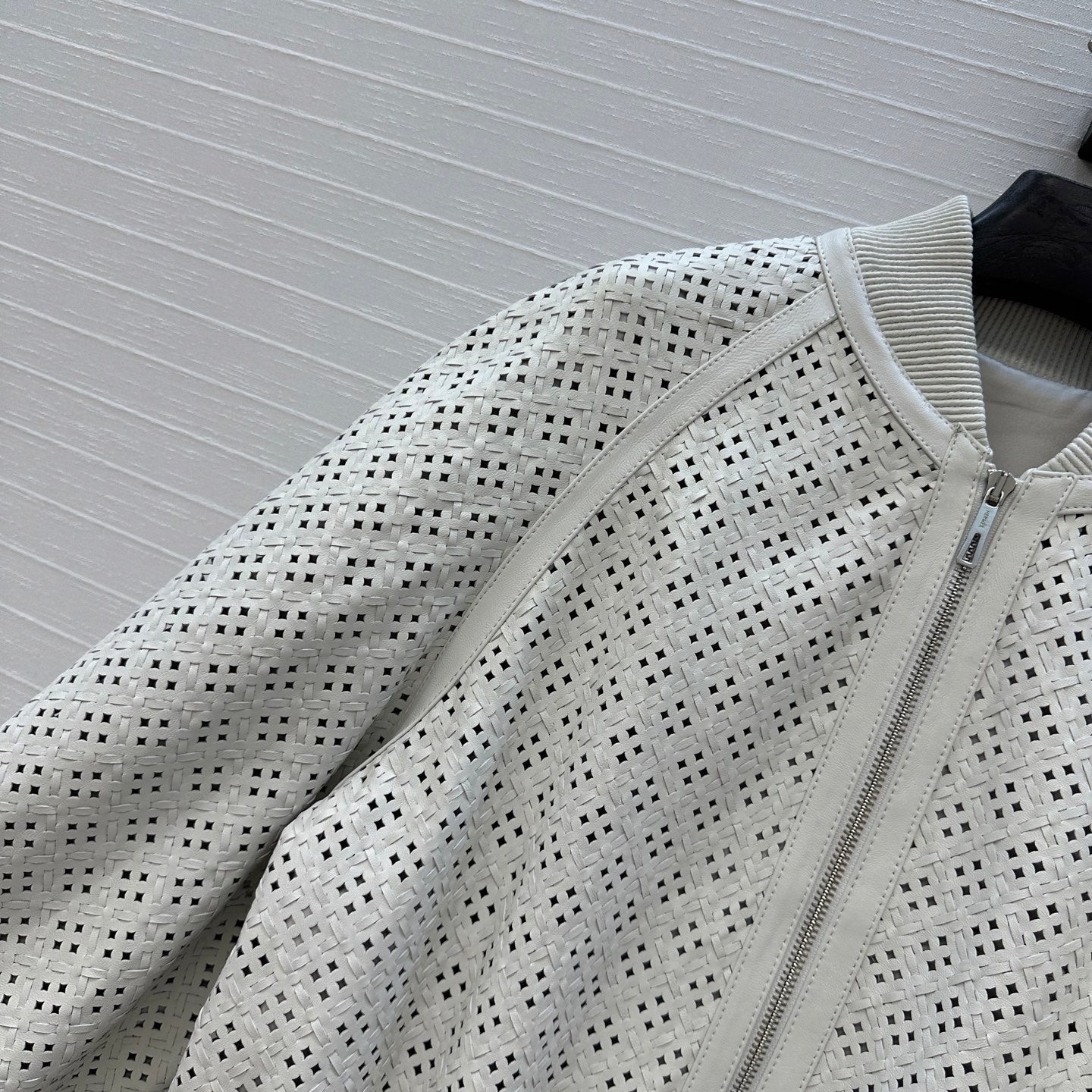 Perforated Sheepskin Bomber Jacket – Modern Sculpted Edition