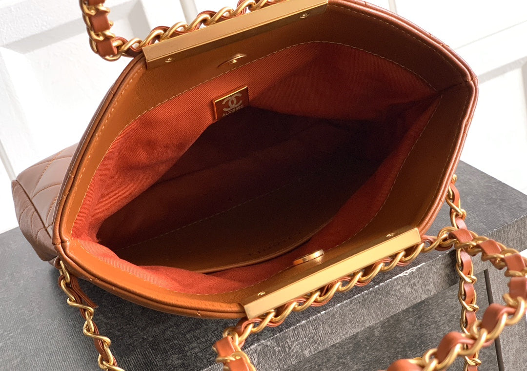 Small Quilted Top Handle Chain Bag