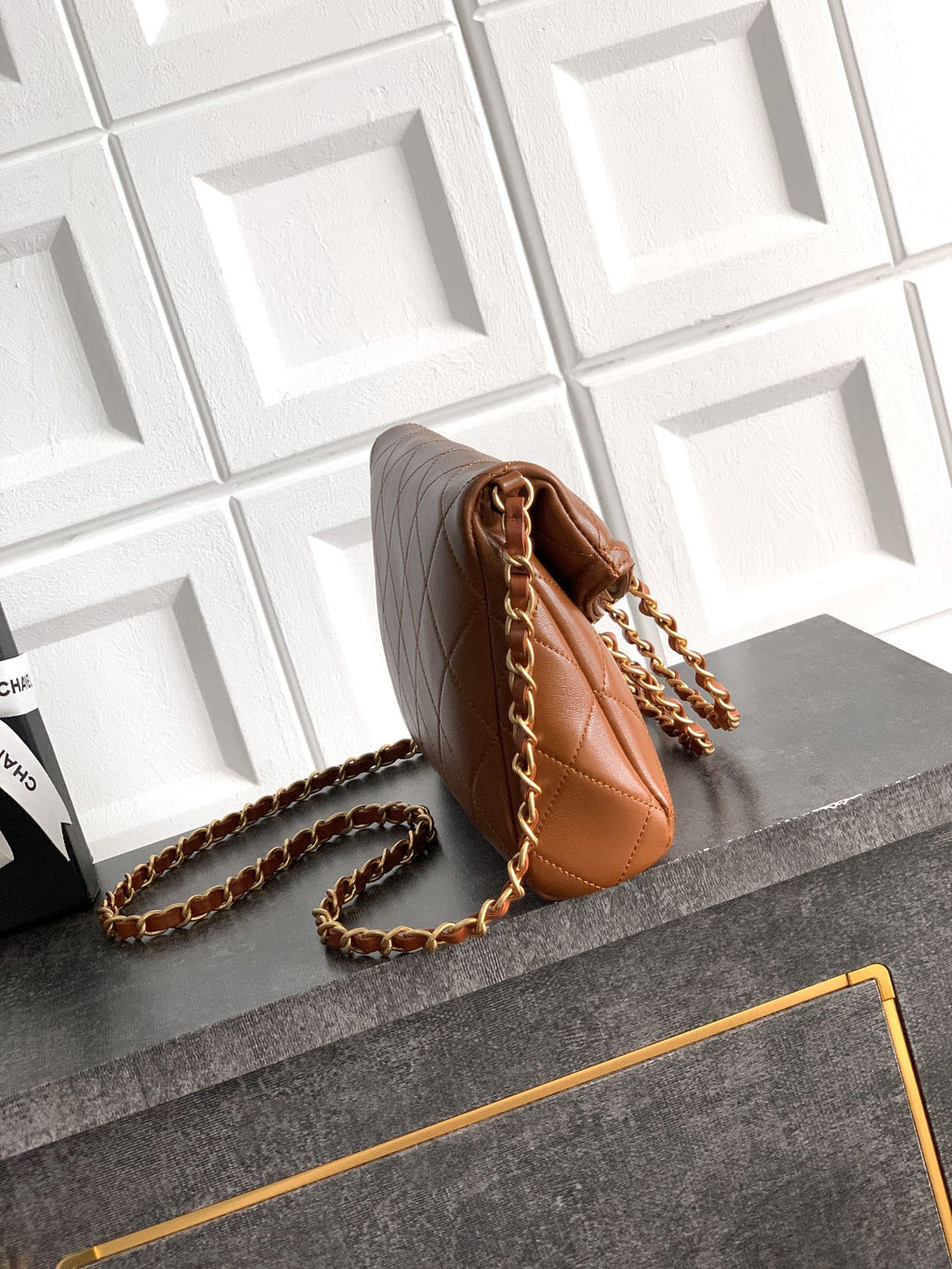 Small Quilted Top Handle Chain Bag