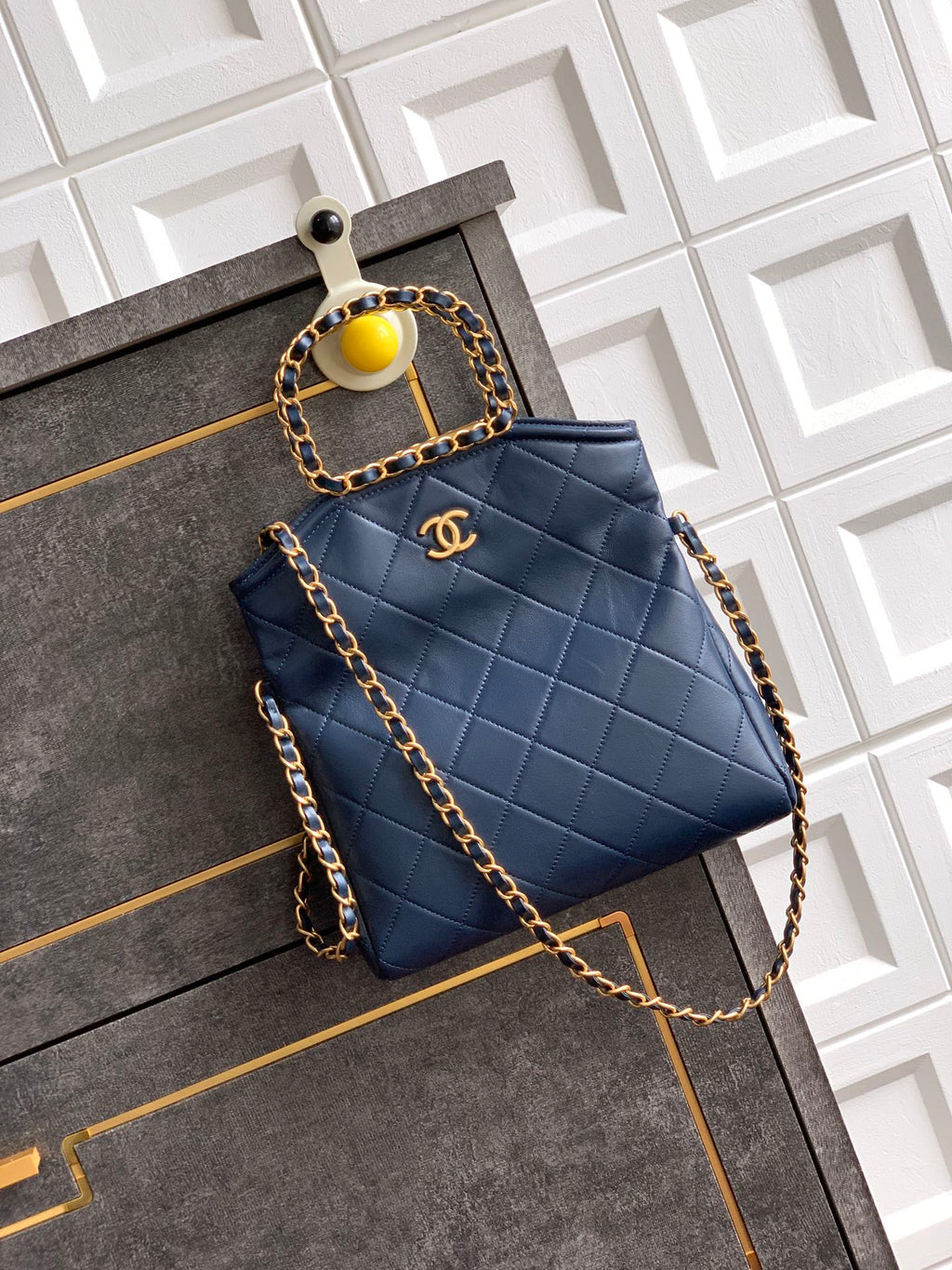 Small Quilted Top Handle Chain Bag