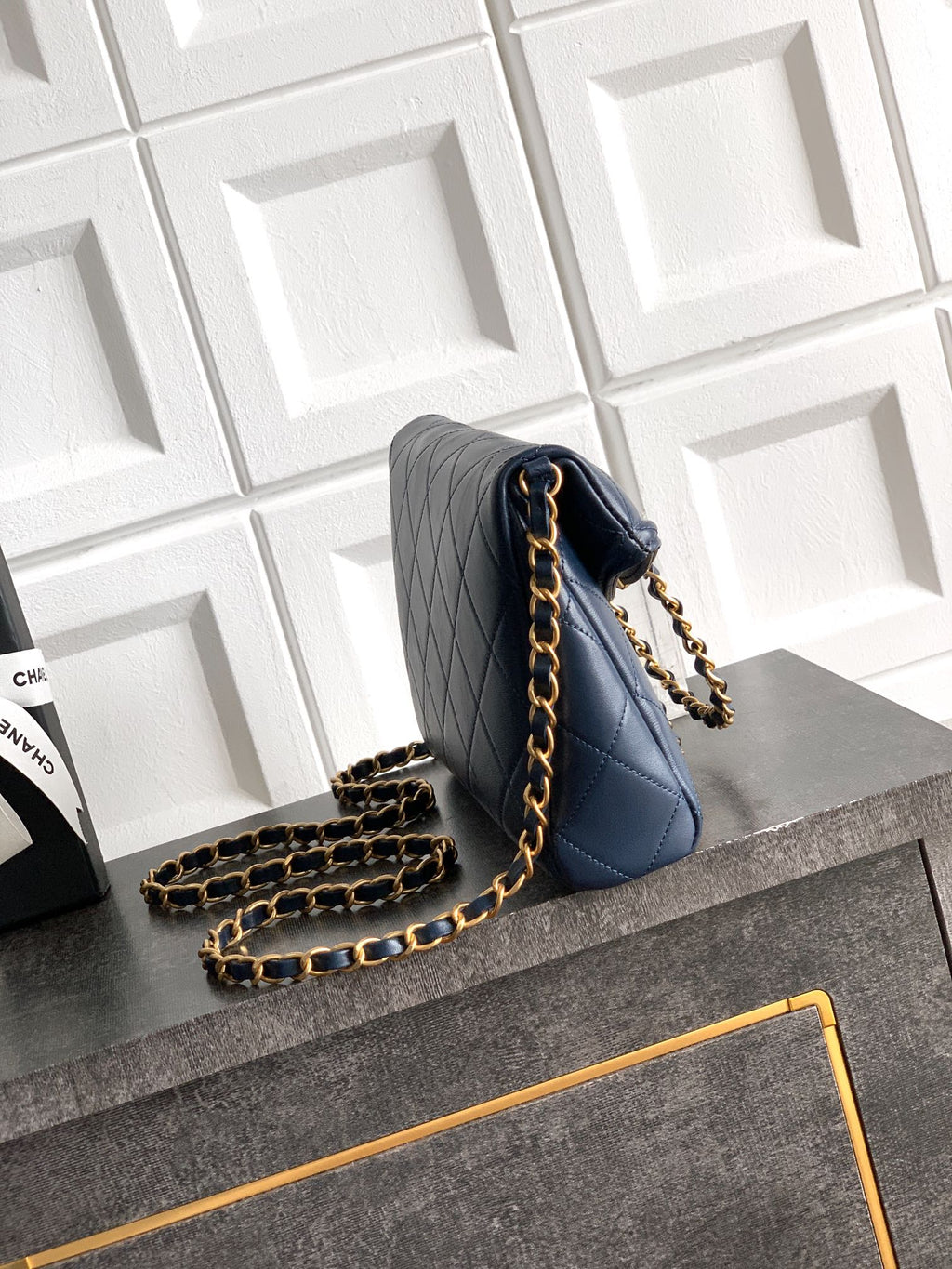 Small Quilted Top Handle Chain Bag