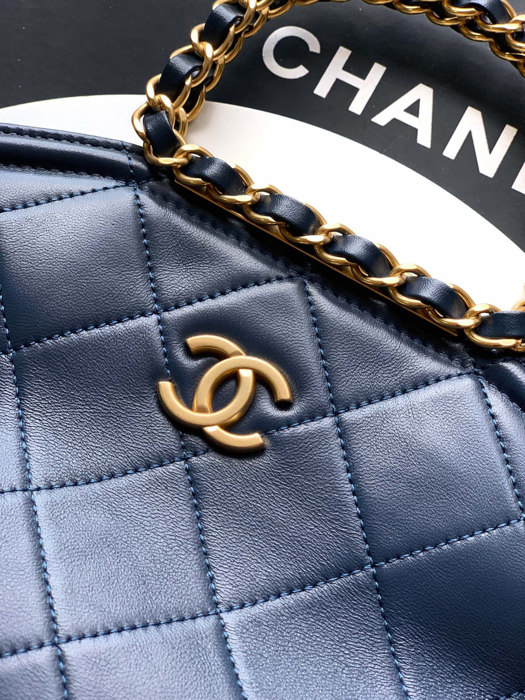 Small Quilted Top Handle Chain Bag