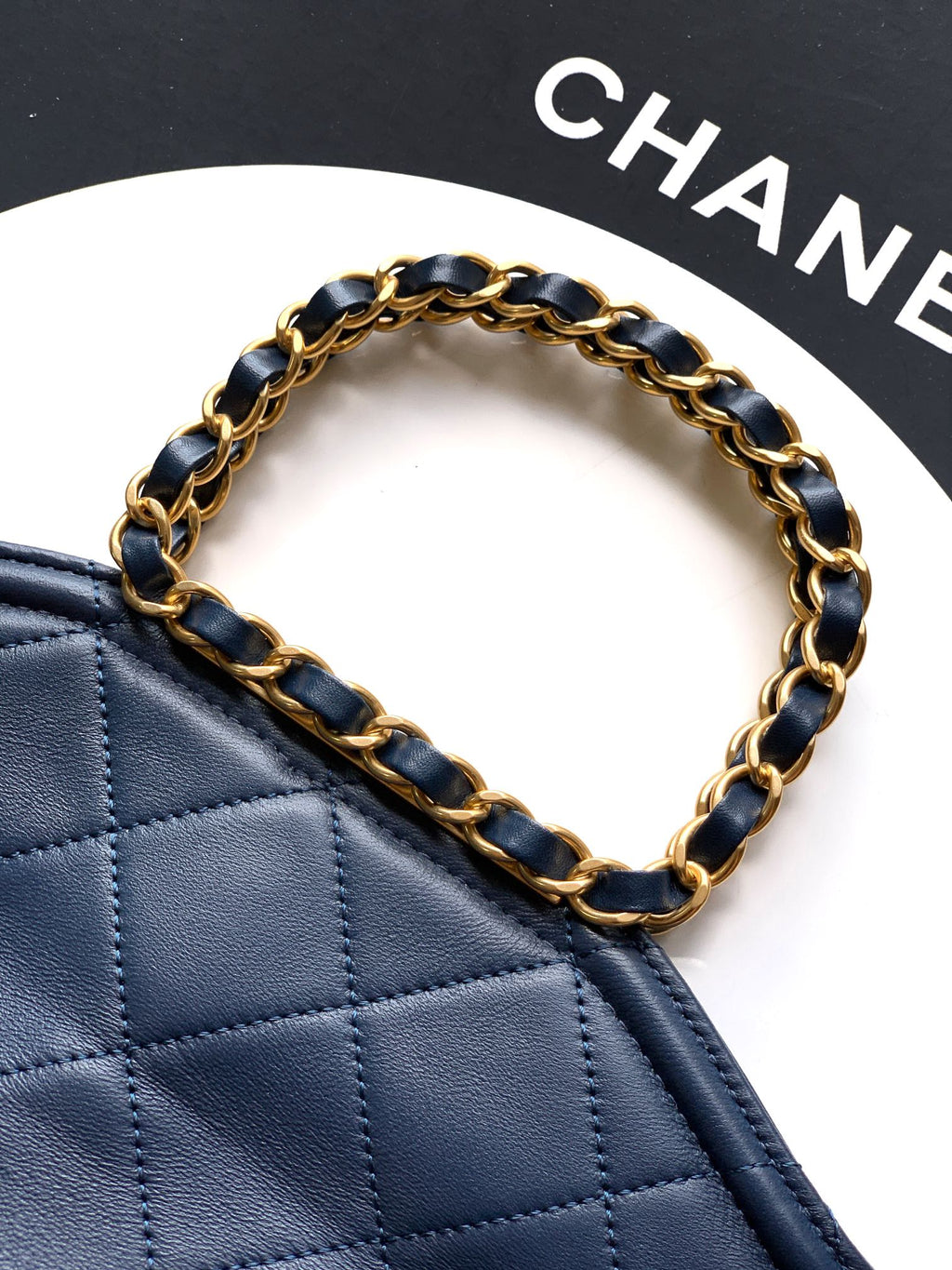 Small Quilted Top Handle Chain Bag