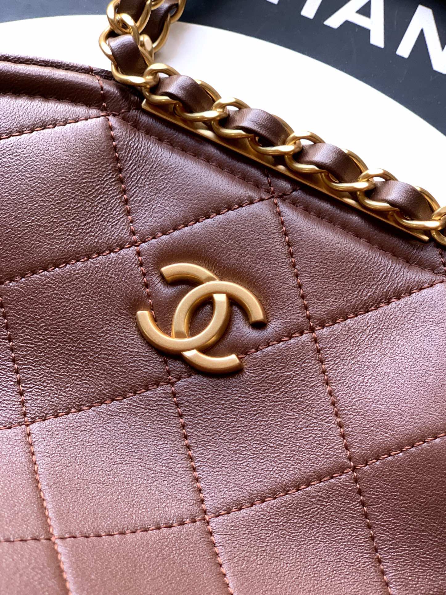 Small Quilted Top Handle Chain Bag