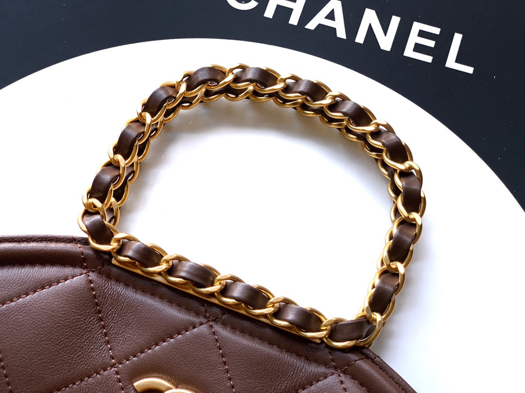 Small Quilted Top Handle Chain Bag