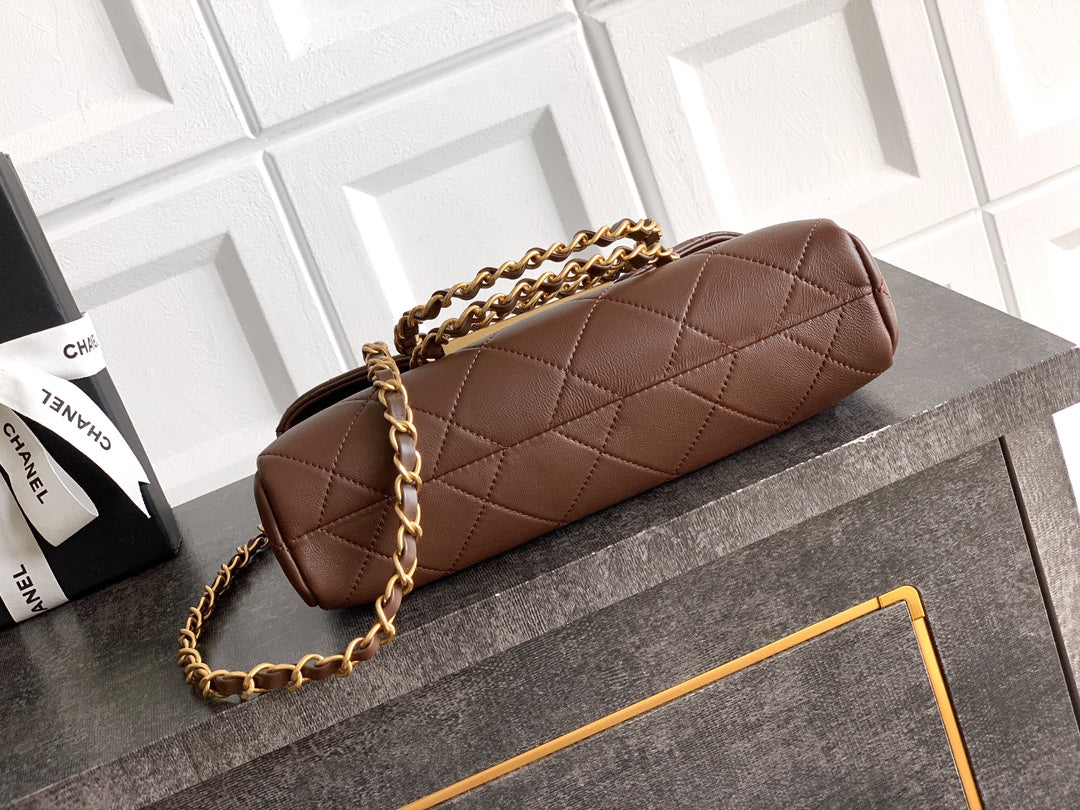 Small Quilted Top Handle Chain Bag