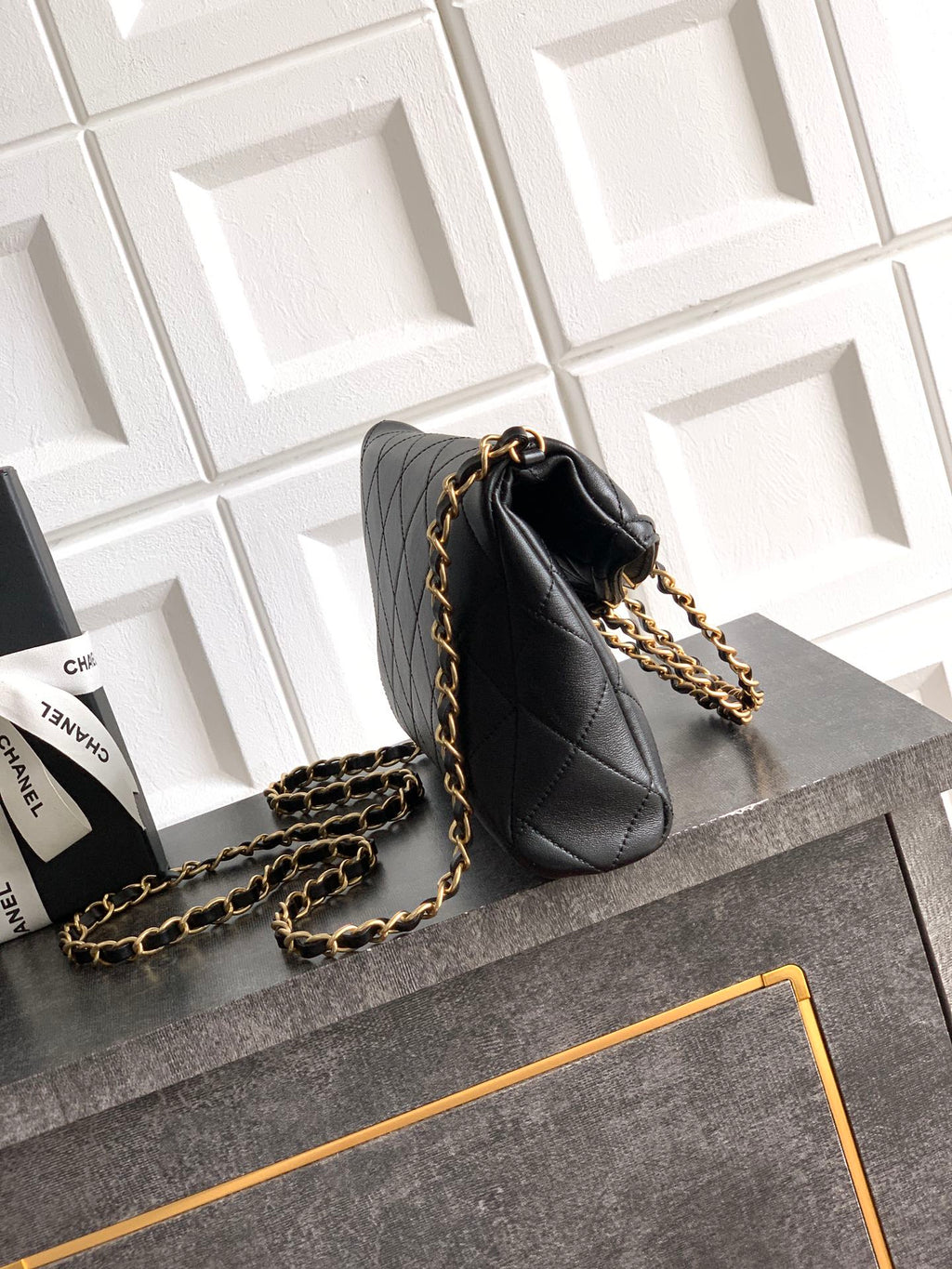 Small Quilted Top Handle Chain Bag