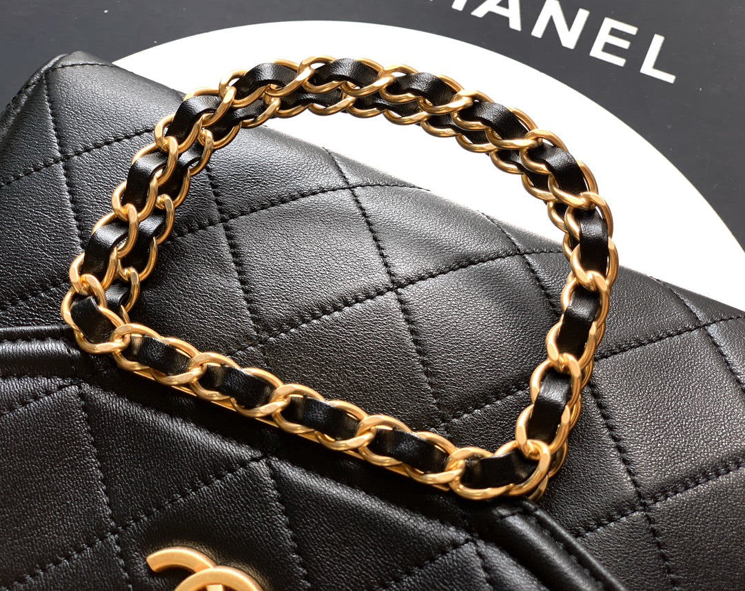 Small Quilted Top Handle Chain Bag