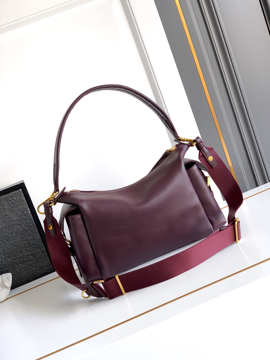 Explorer Lambskin Leather Top Handle Bag