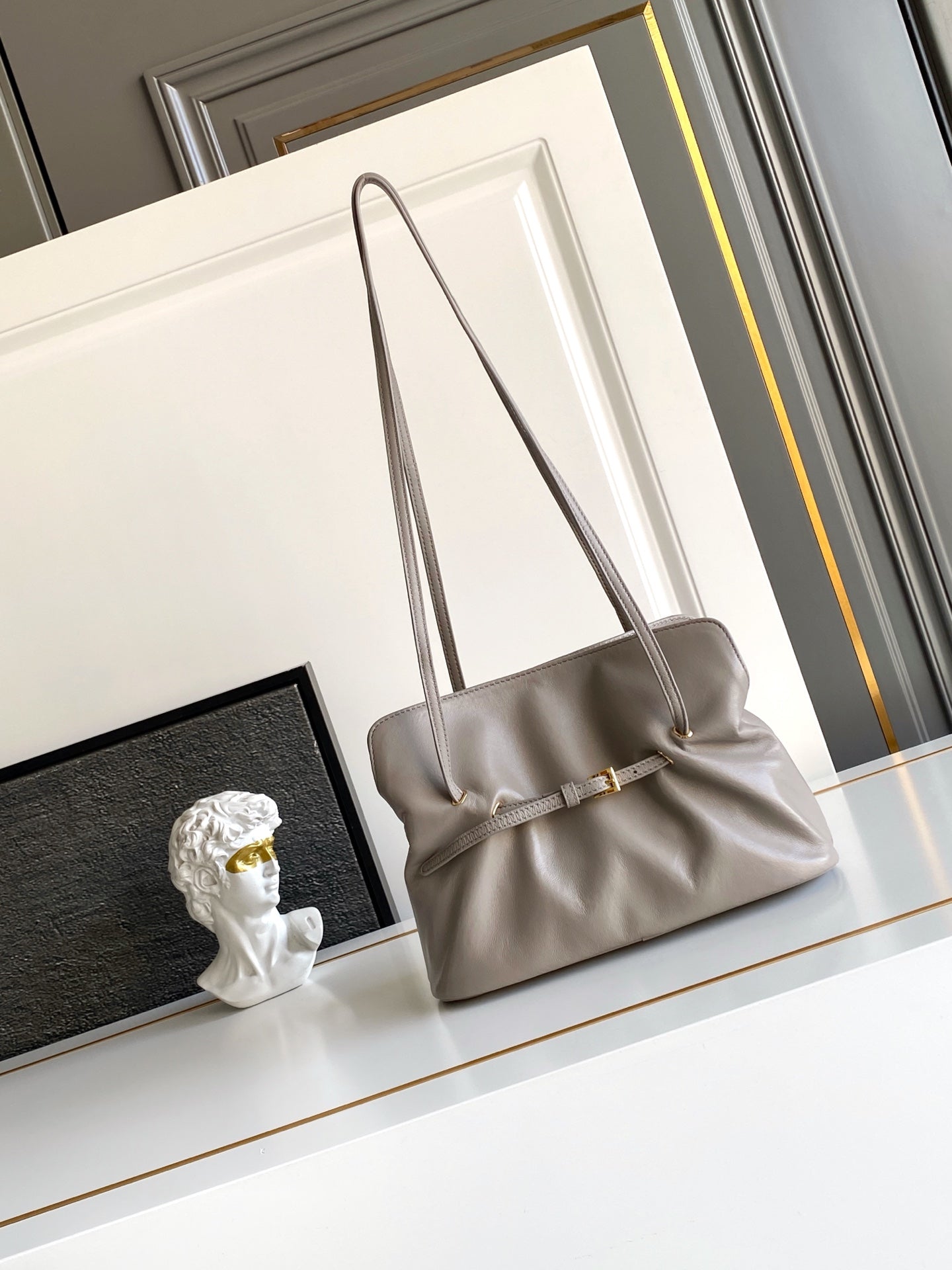 Soft Lambskin Leather Cloud Shoulder Bag